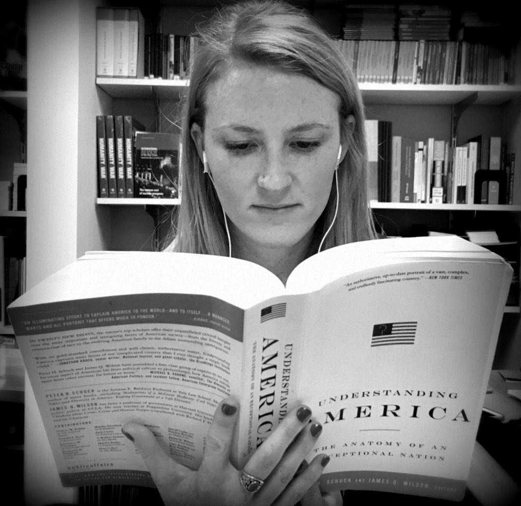 ICRC Communications Assistant Sara Owens tackles some light reading. 