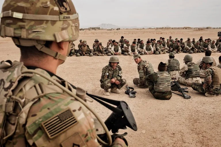 United States Army soldiers overseeing training of the Afghan National Army at Camp Bastion in Helmand Province last year. New York Times.