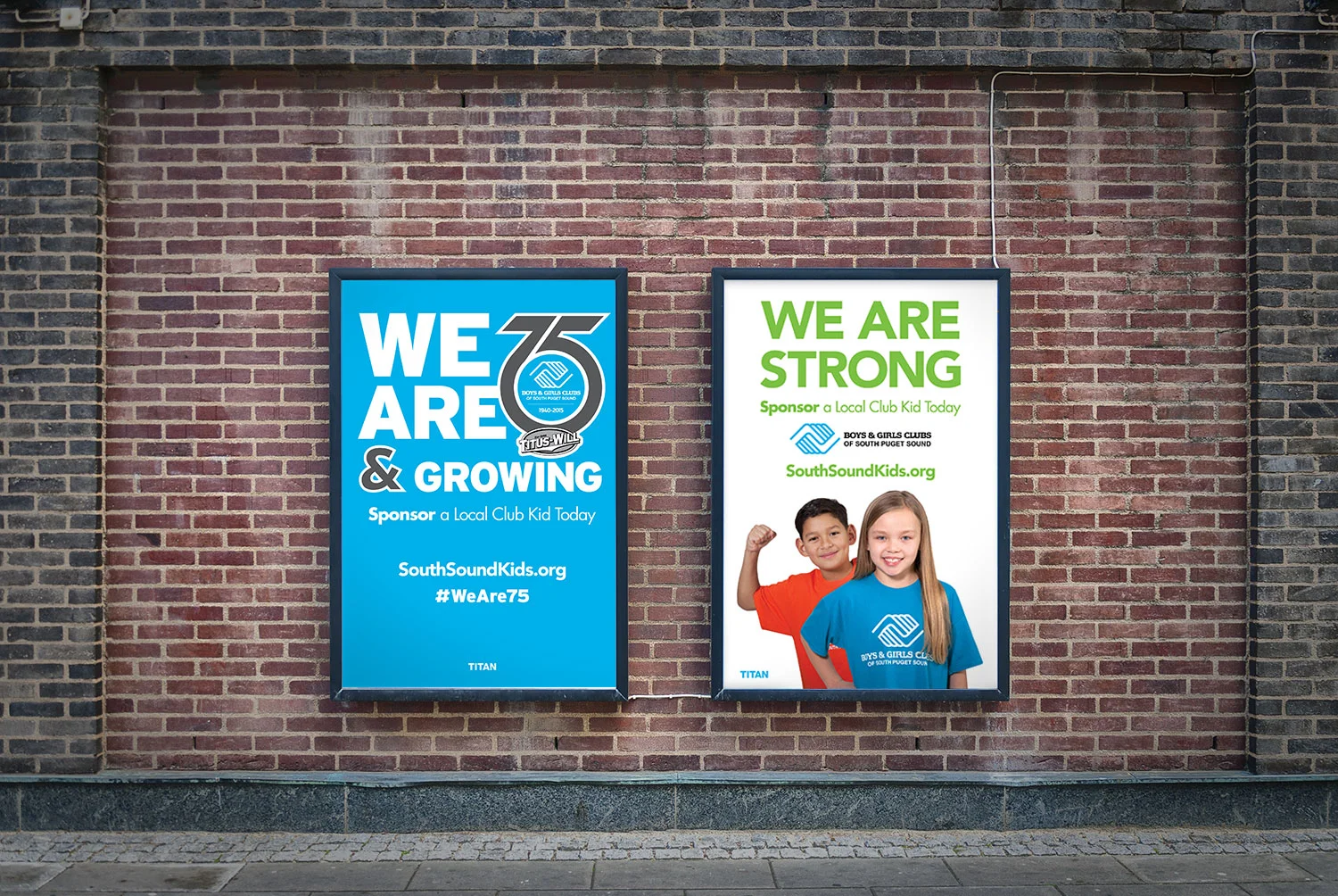 We are strong, We are 75 & growing transit posters