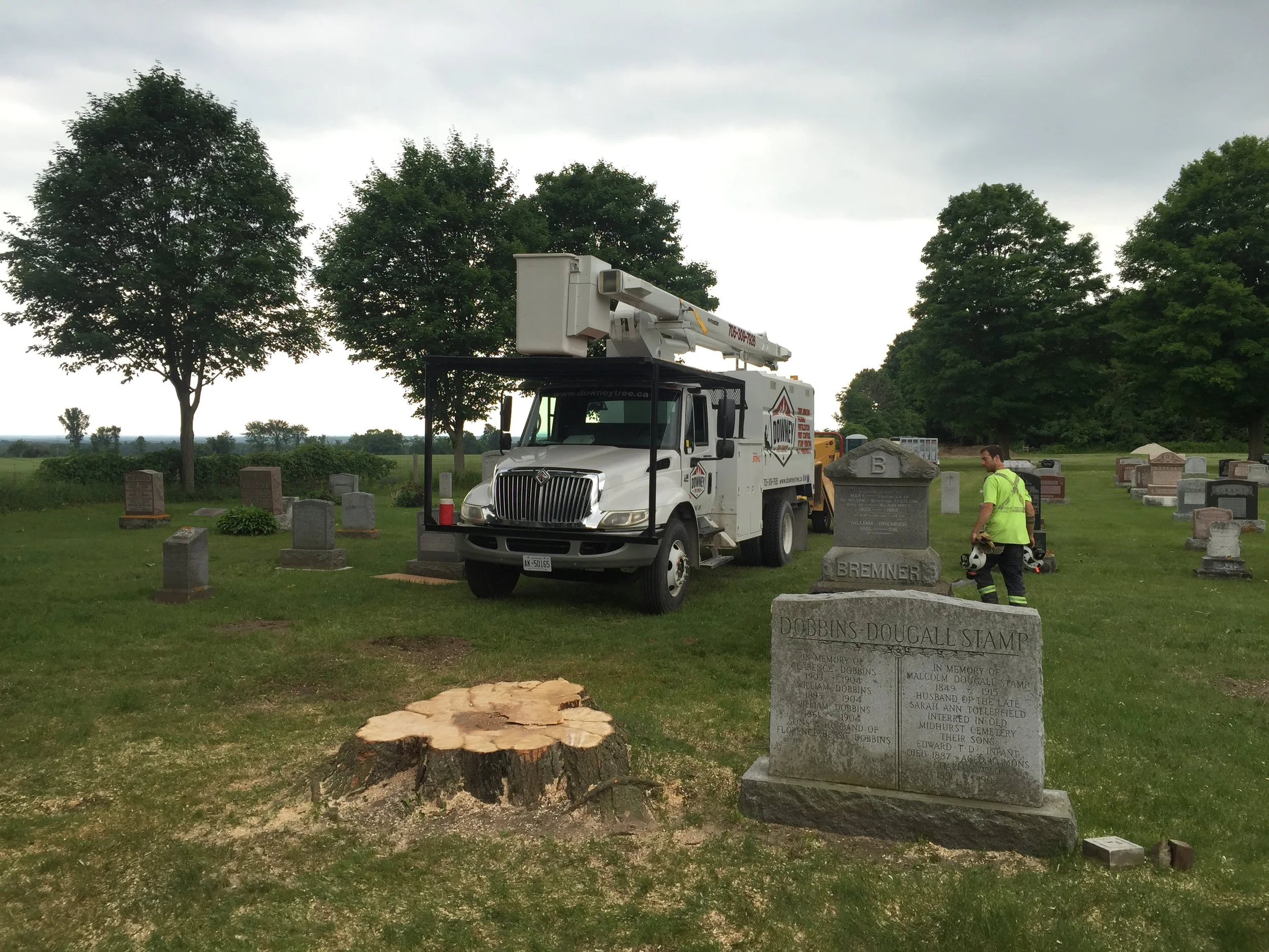 Post clean-up in the Minesing Union Cemetery.
