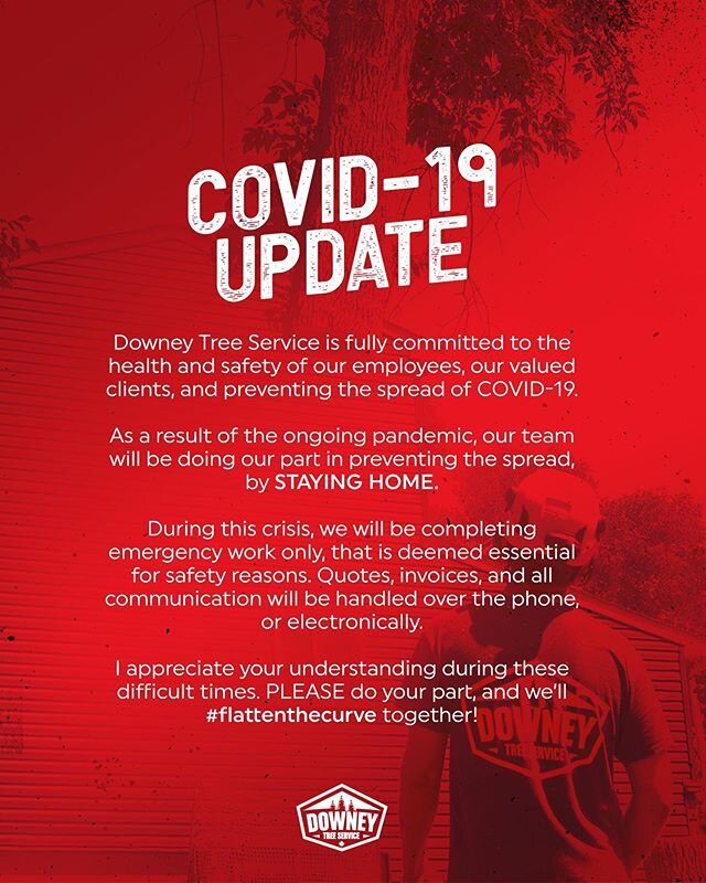 An update from the DTS team 🚨🌲 .
.
Do your part and take help relieve some of the pressure on our frontline workers!
.
.
#downeytree #covid_19 #coronavirus #flattenthecurve #stayhome