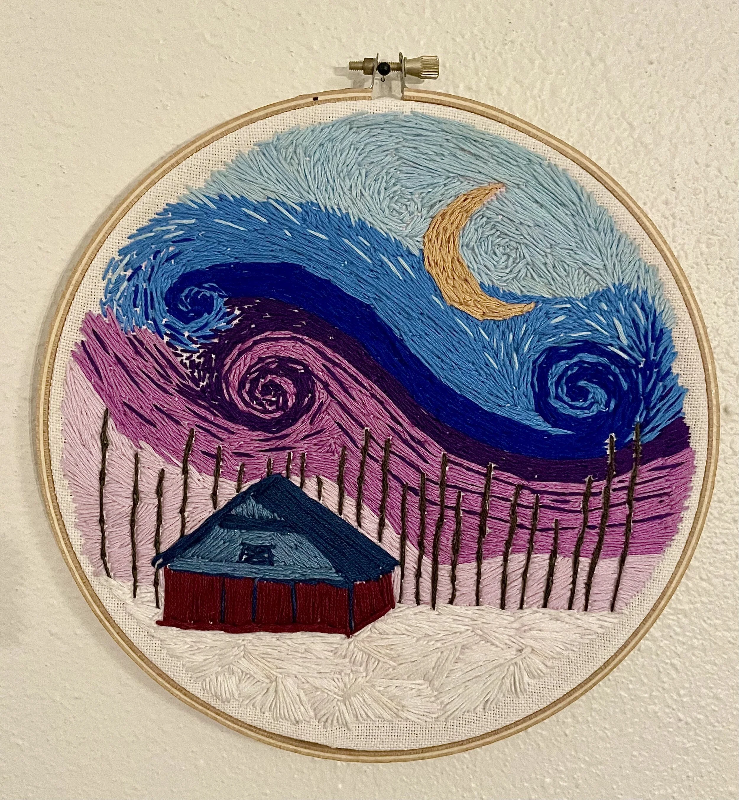 Winter Night Scene Embroidery
