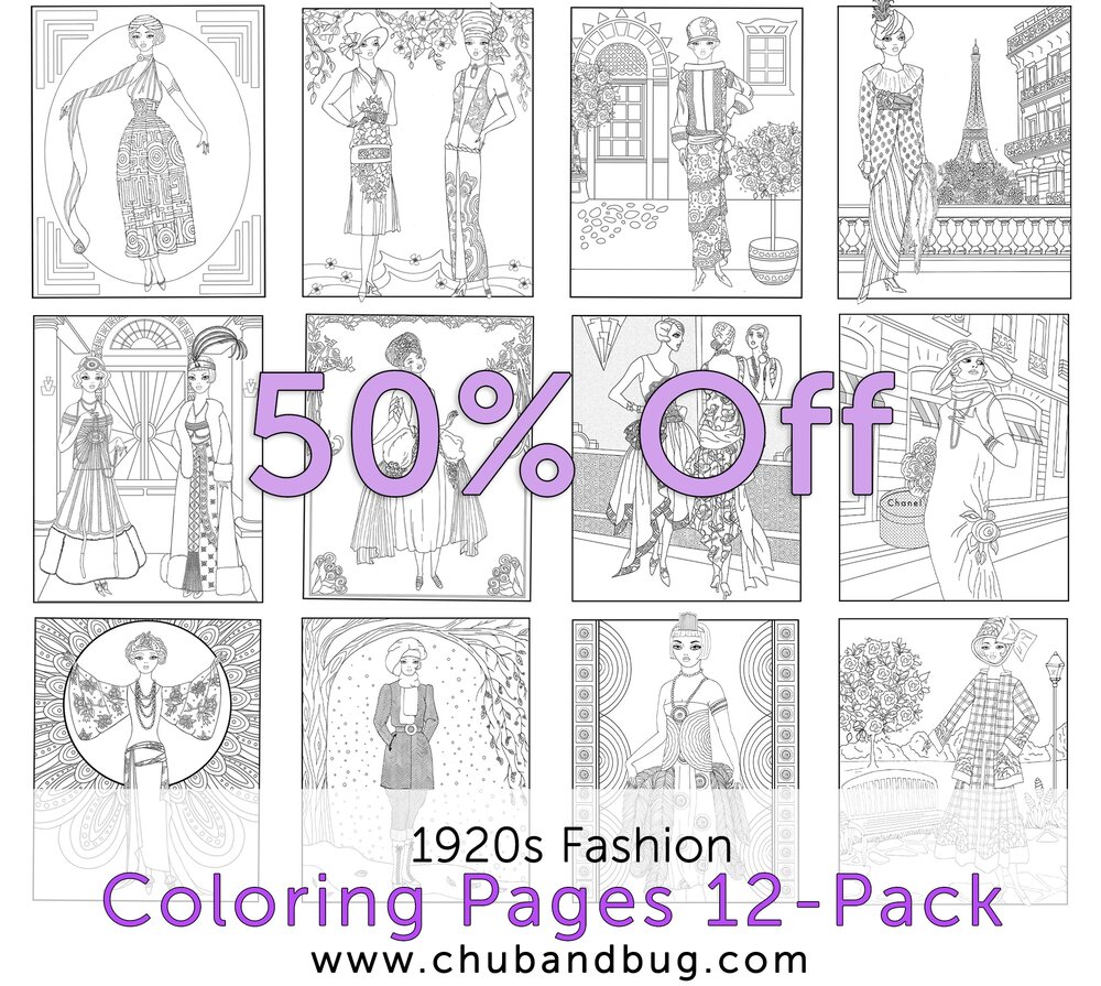 Fashion Girls Coloring Book, Printable Kids Coloring Pages By Orange Brush  Studio