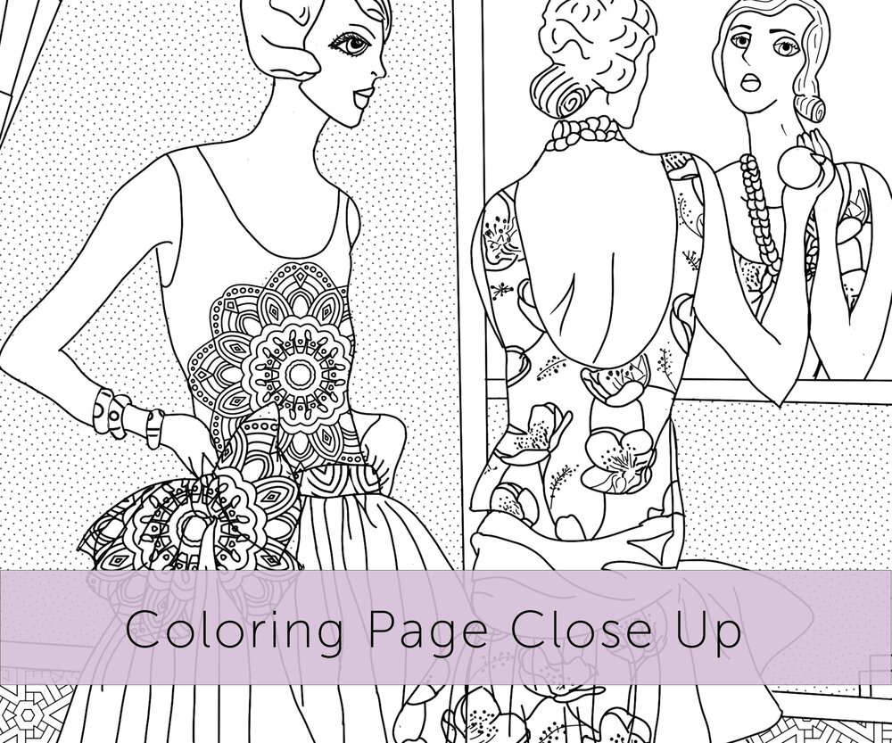 Download Fashion Coloring 6 Pack Of 1920s Fashion Coloring Pages In Paris Chub And Bug Illustration Wall Art And School Supplies For Kids And Babies