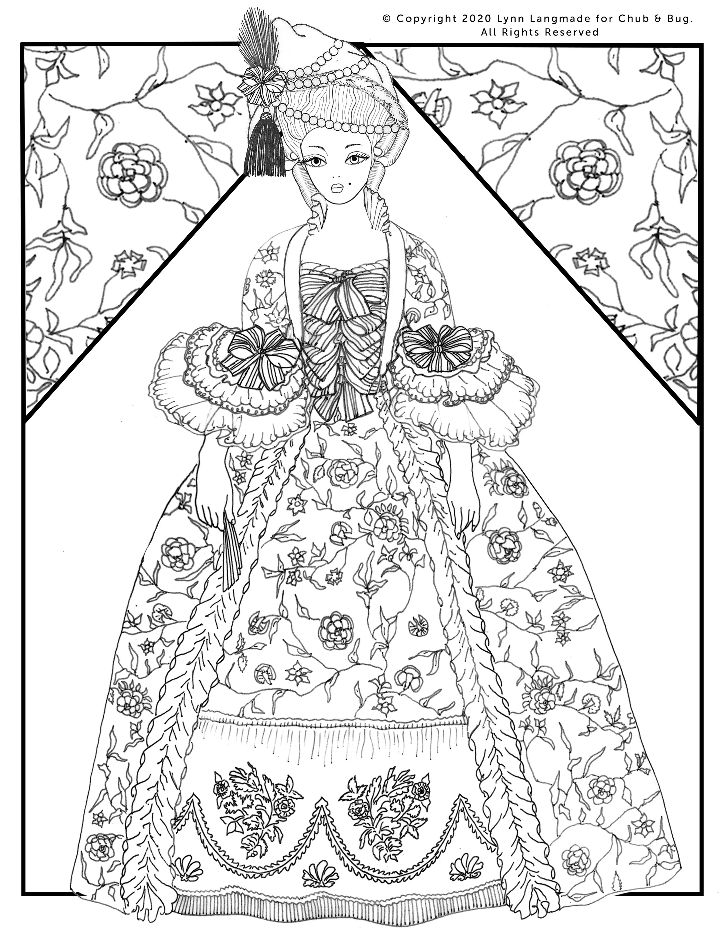 Free Rococo Fashion Coloring Page