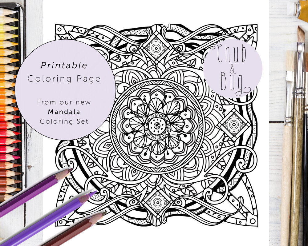 Printable Mandala Coloring Page for Adults — Chub and Bug Illustration