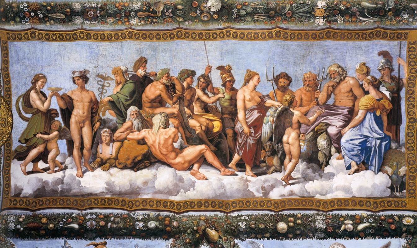 The Greek Pantheon, by Raphael . Pantheons are popular, particularly in fantasy writing.