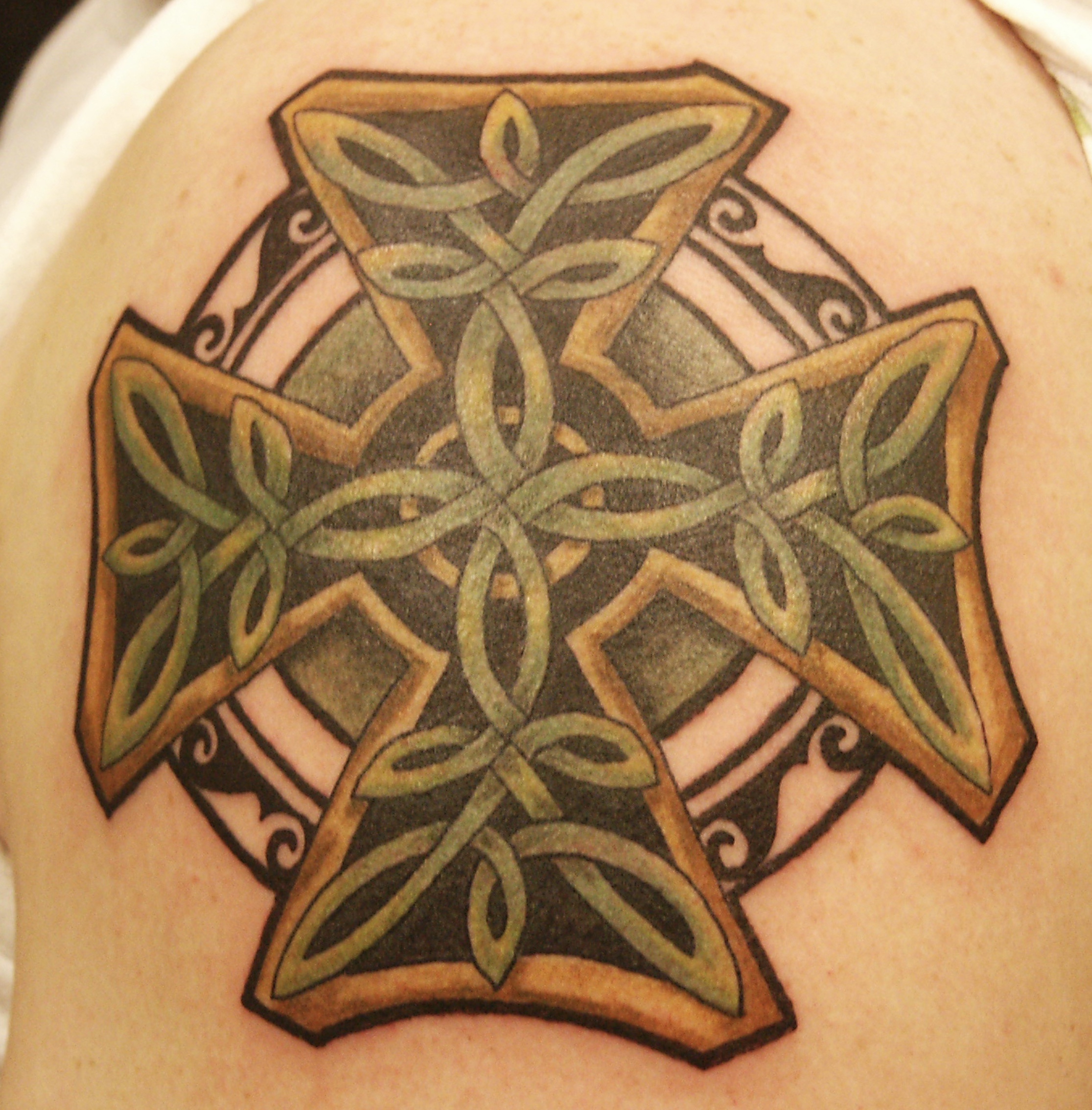 Green & Gold Celtic Cross