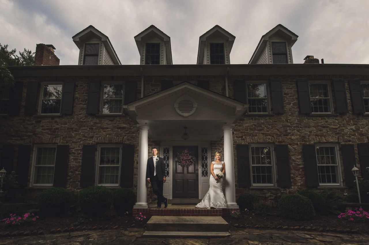 Front Porch Hundred Mile House Wedding Portrait