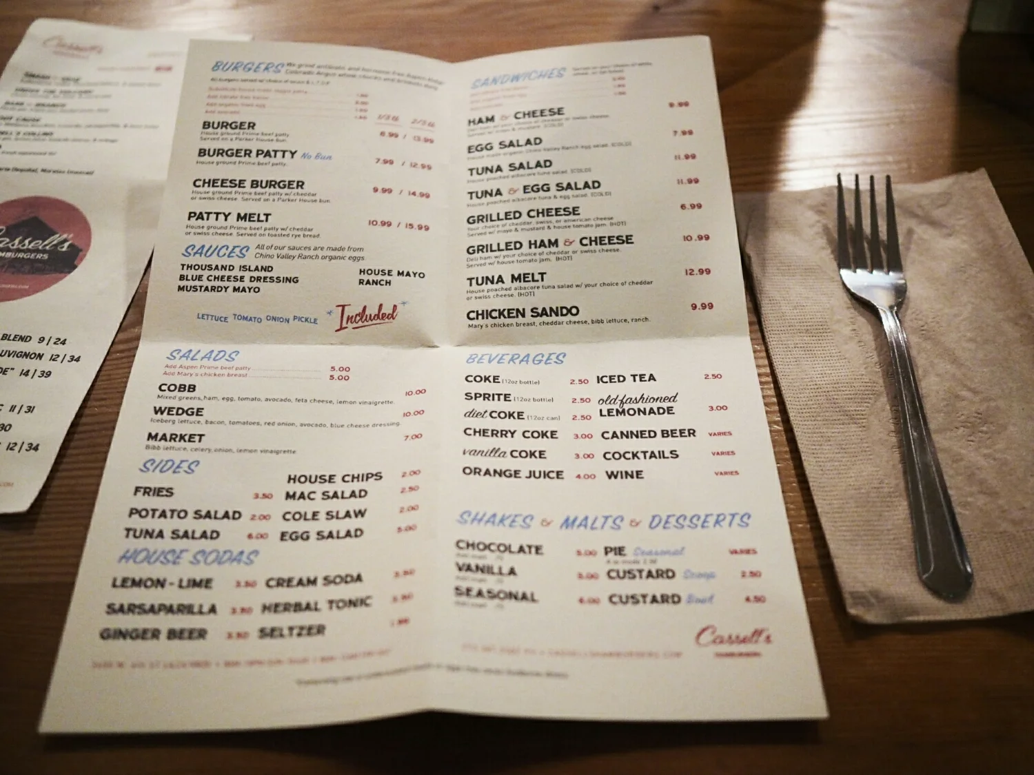 the adorably vintage-designed menu.