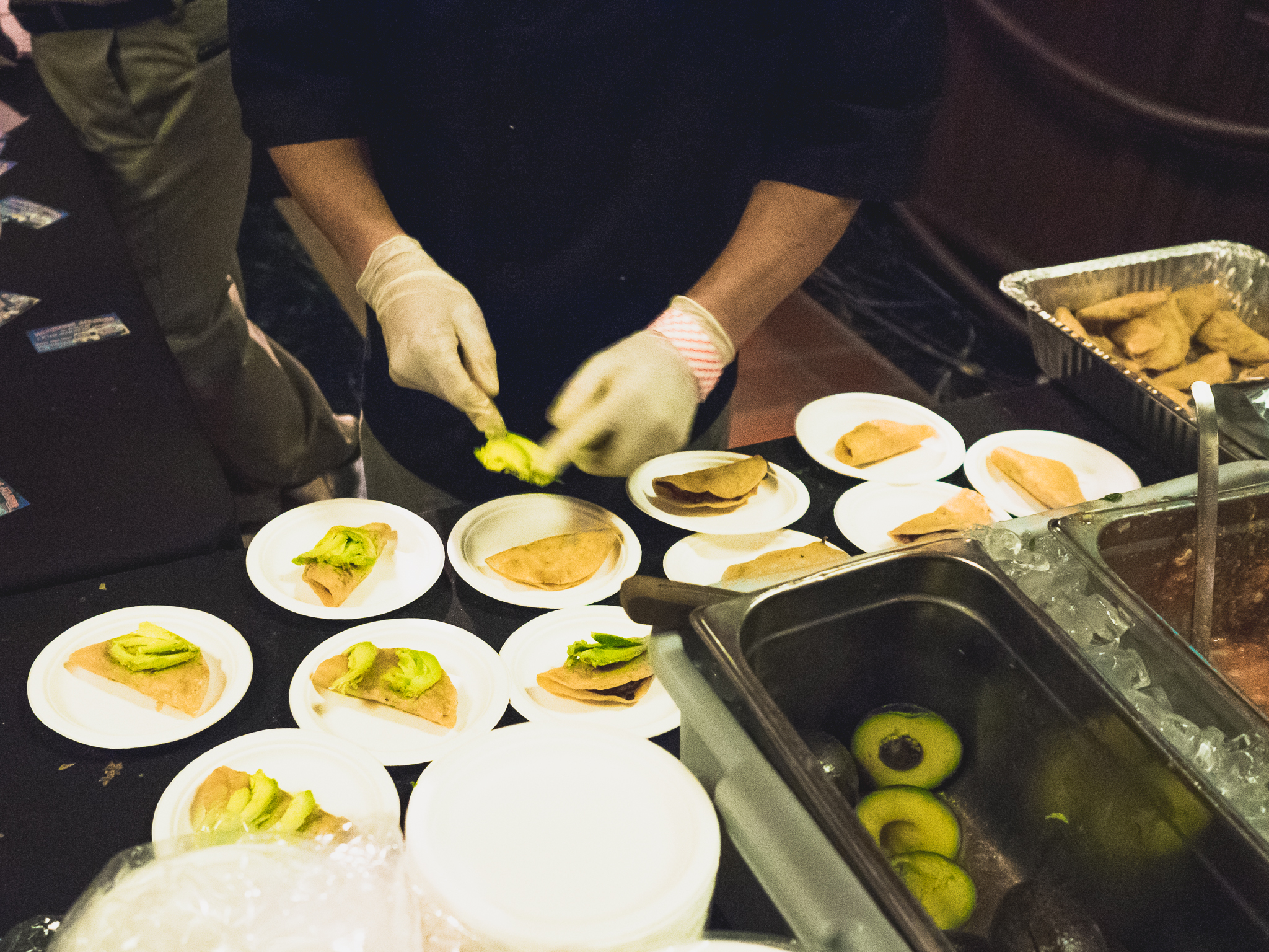 slicing avocados for tacos at marisco jalisco.