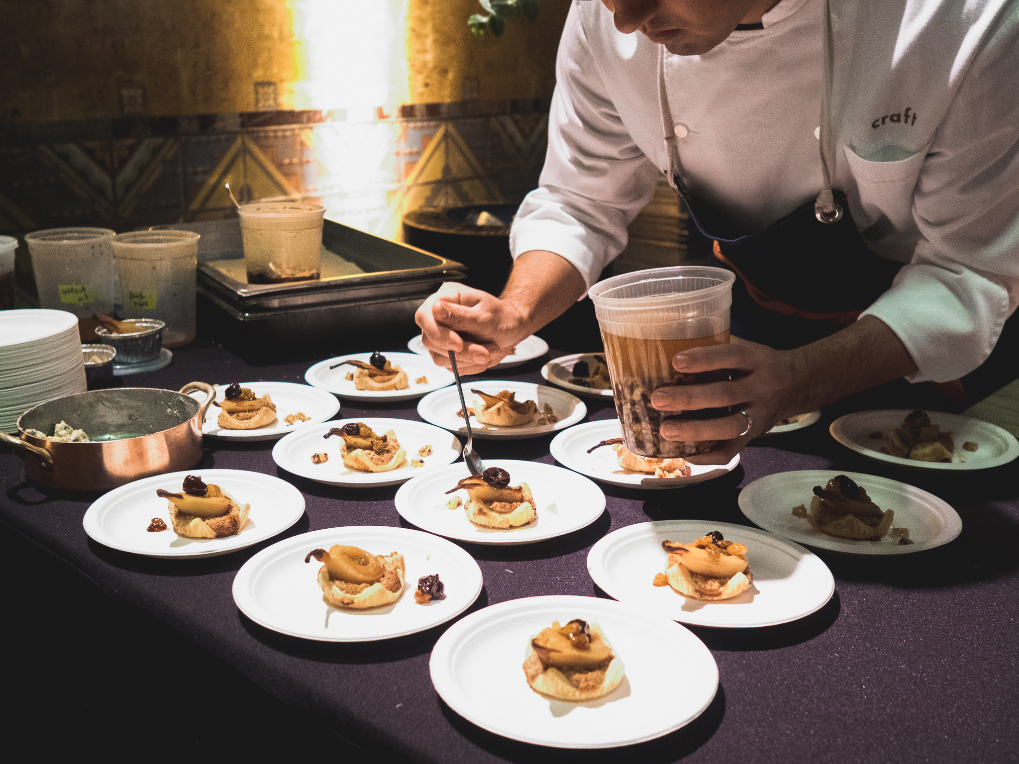 craft's pear tart with shakerag blue cheese and candied walnuts.