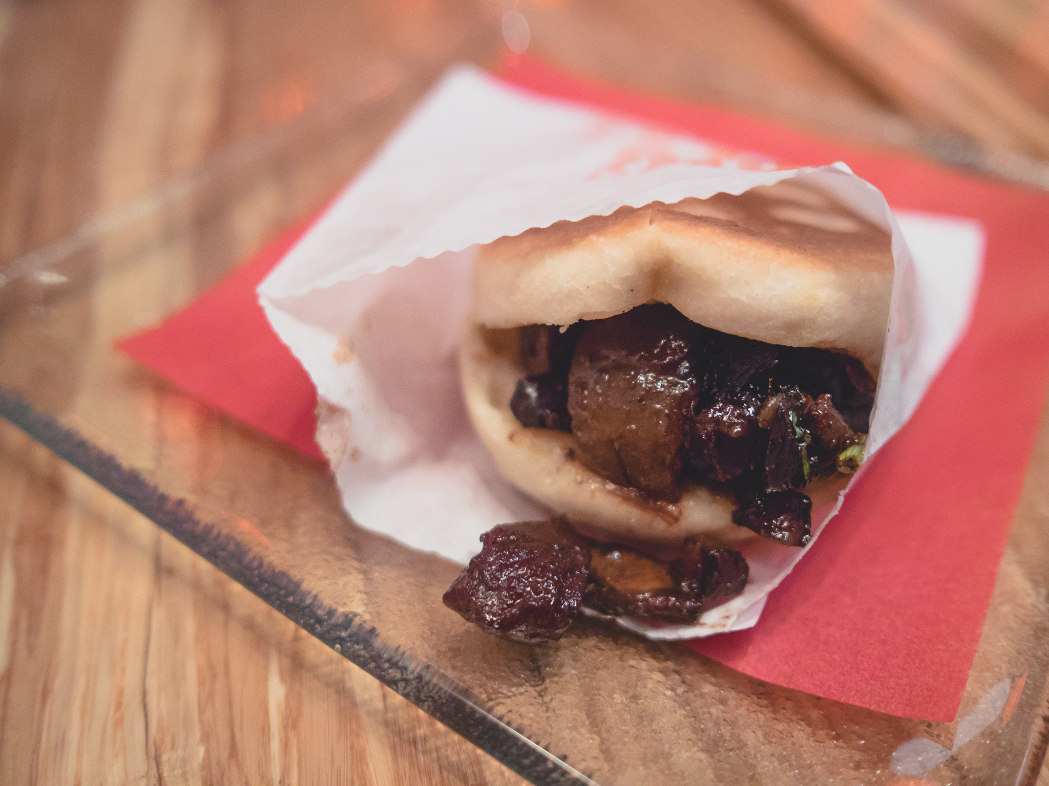 rou ji mo street sandwich with red-braised pork.