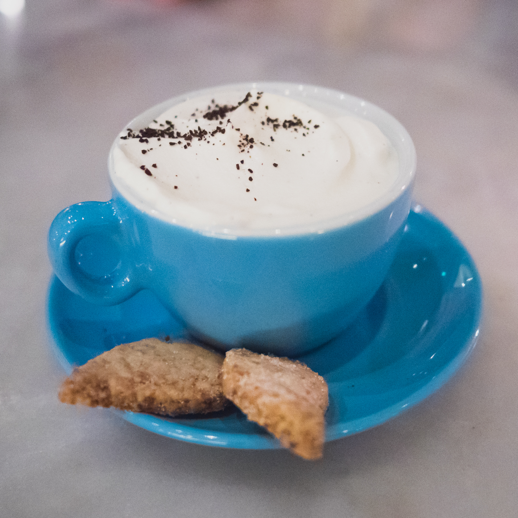 vietnamese coffee pudding with coconut shortbread.