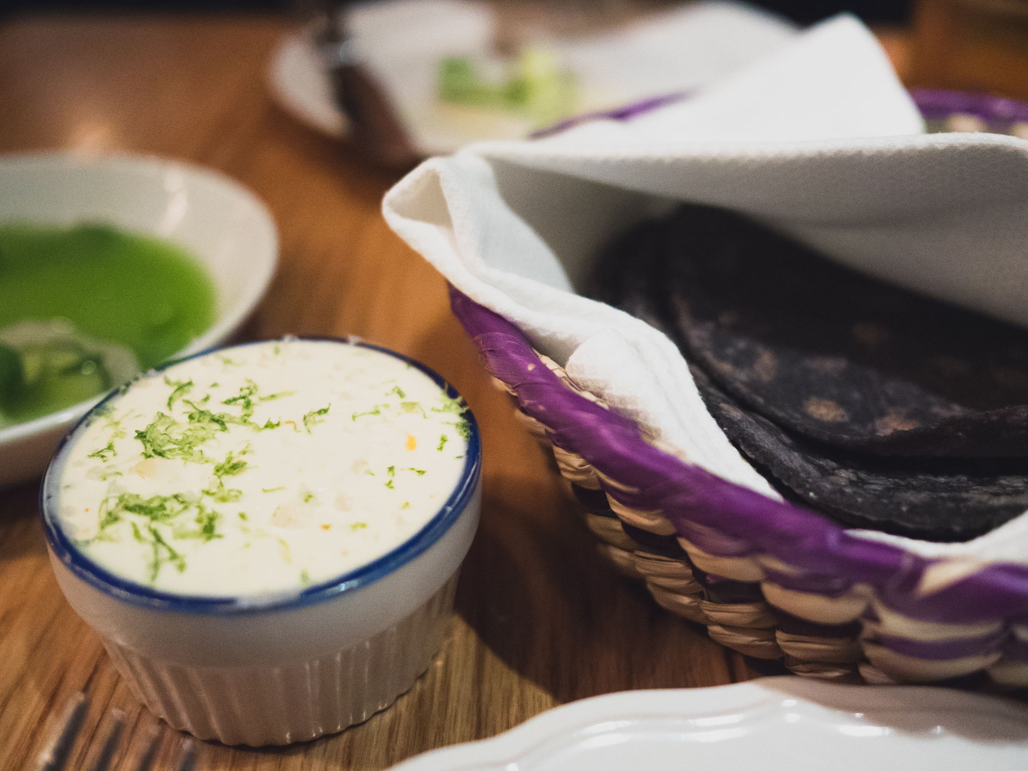 heirloom corn tortillas with whipped carnitas fat.