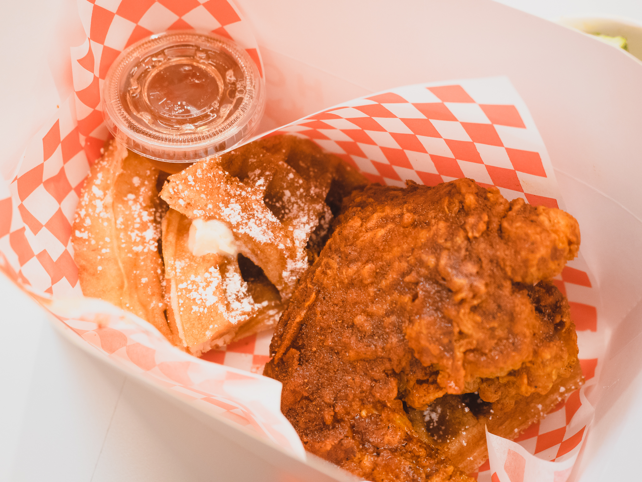 hot chicken and waffles.