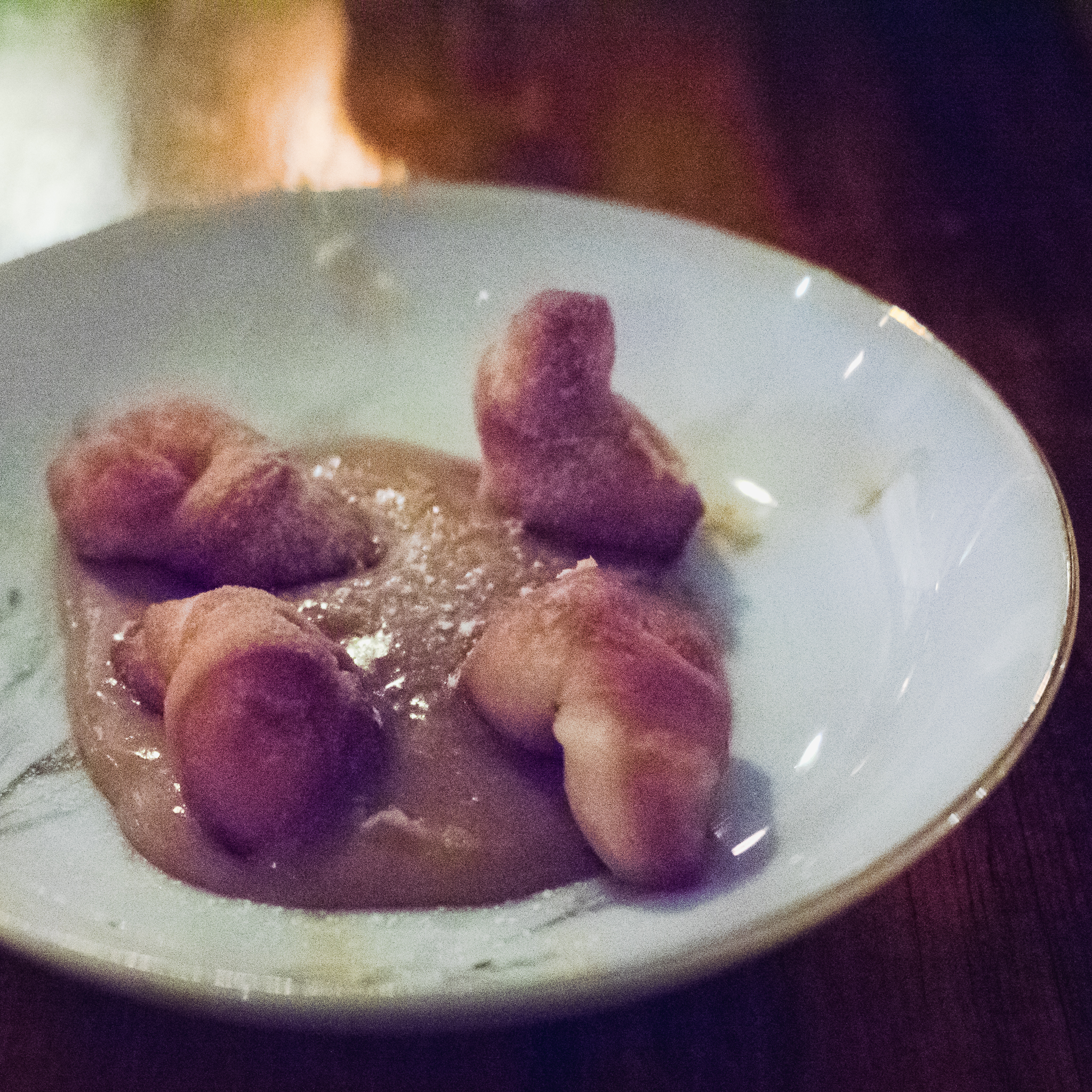 course 8, both menus. icelandic twisted doughnuts "kleina" and caramelized whey.