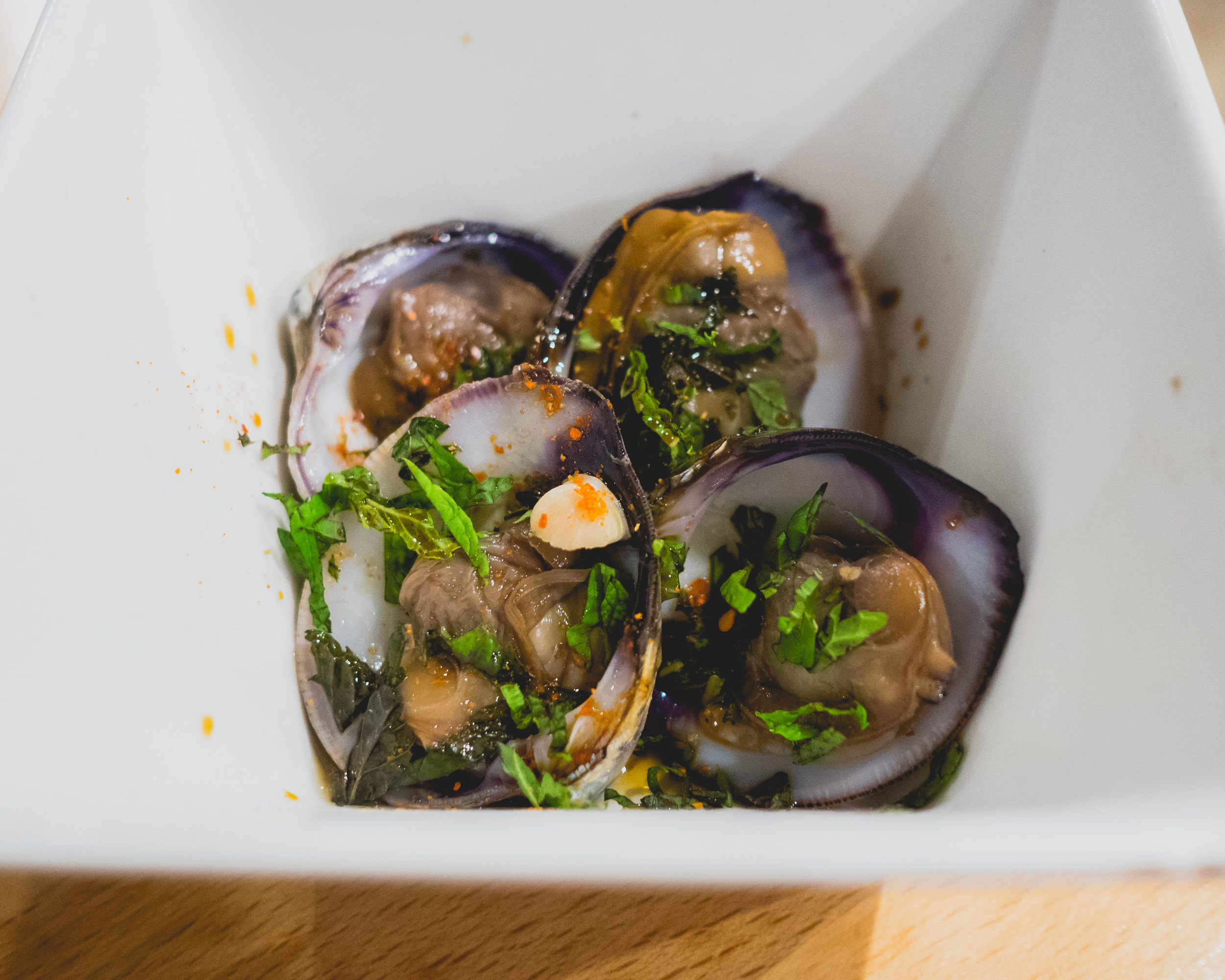 II. cold kenting clams / mint / brine