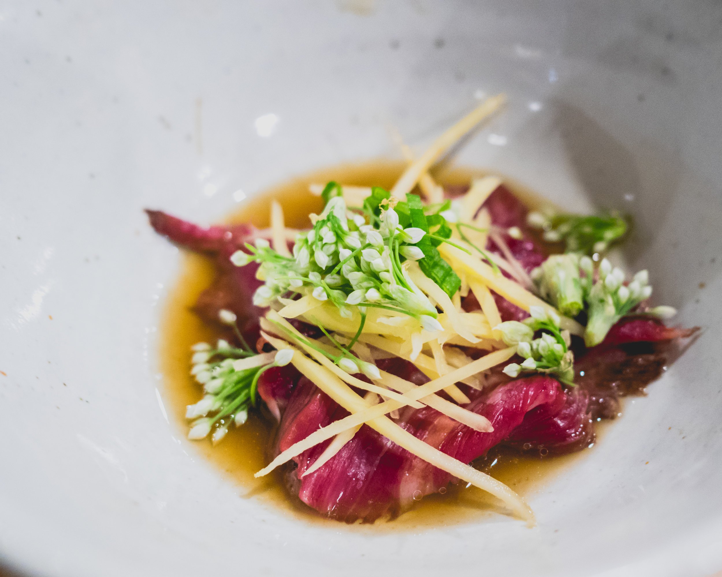 IV. hanging beef tender / peppermint tea / hundred year tamari