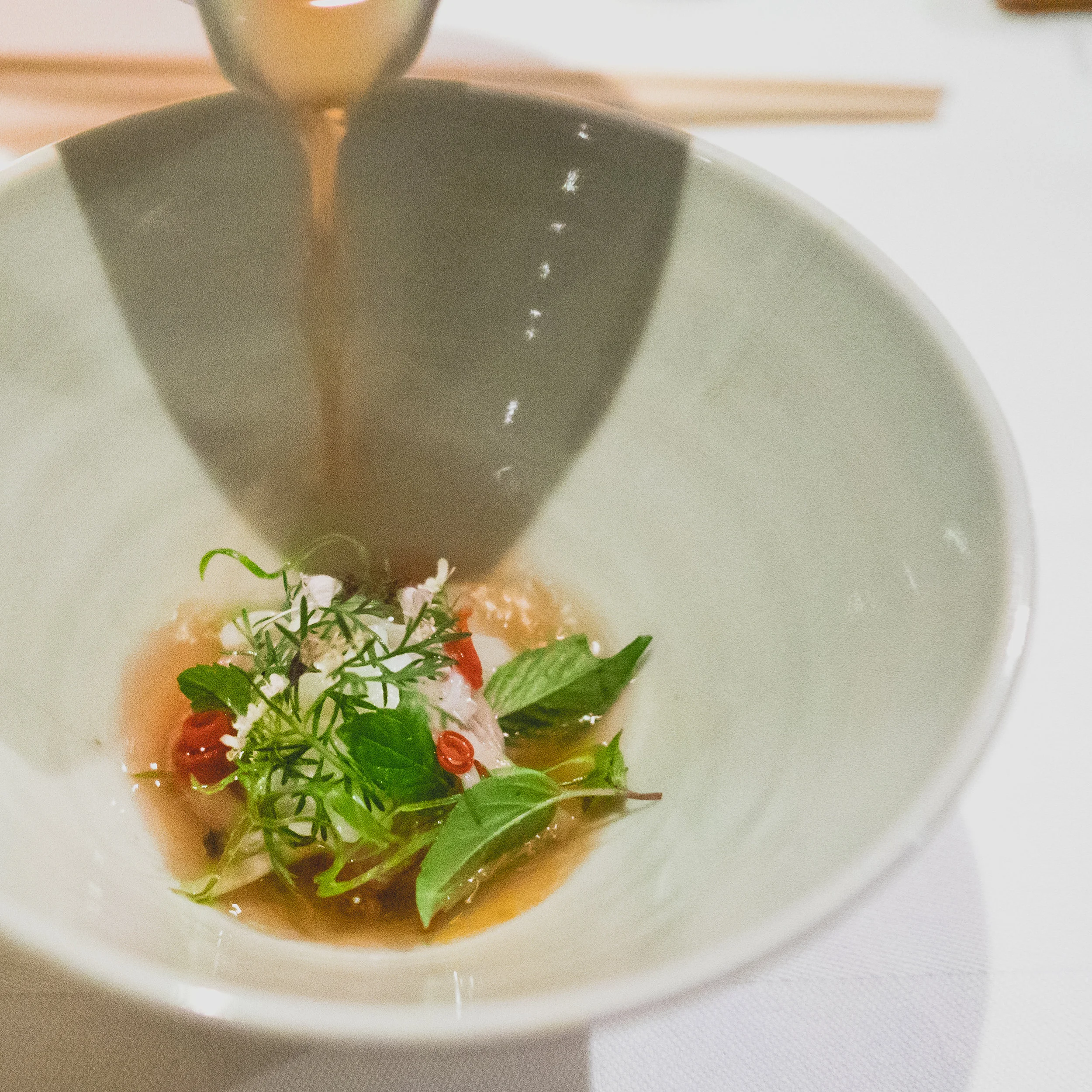 squid pho, broth pour.