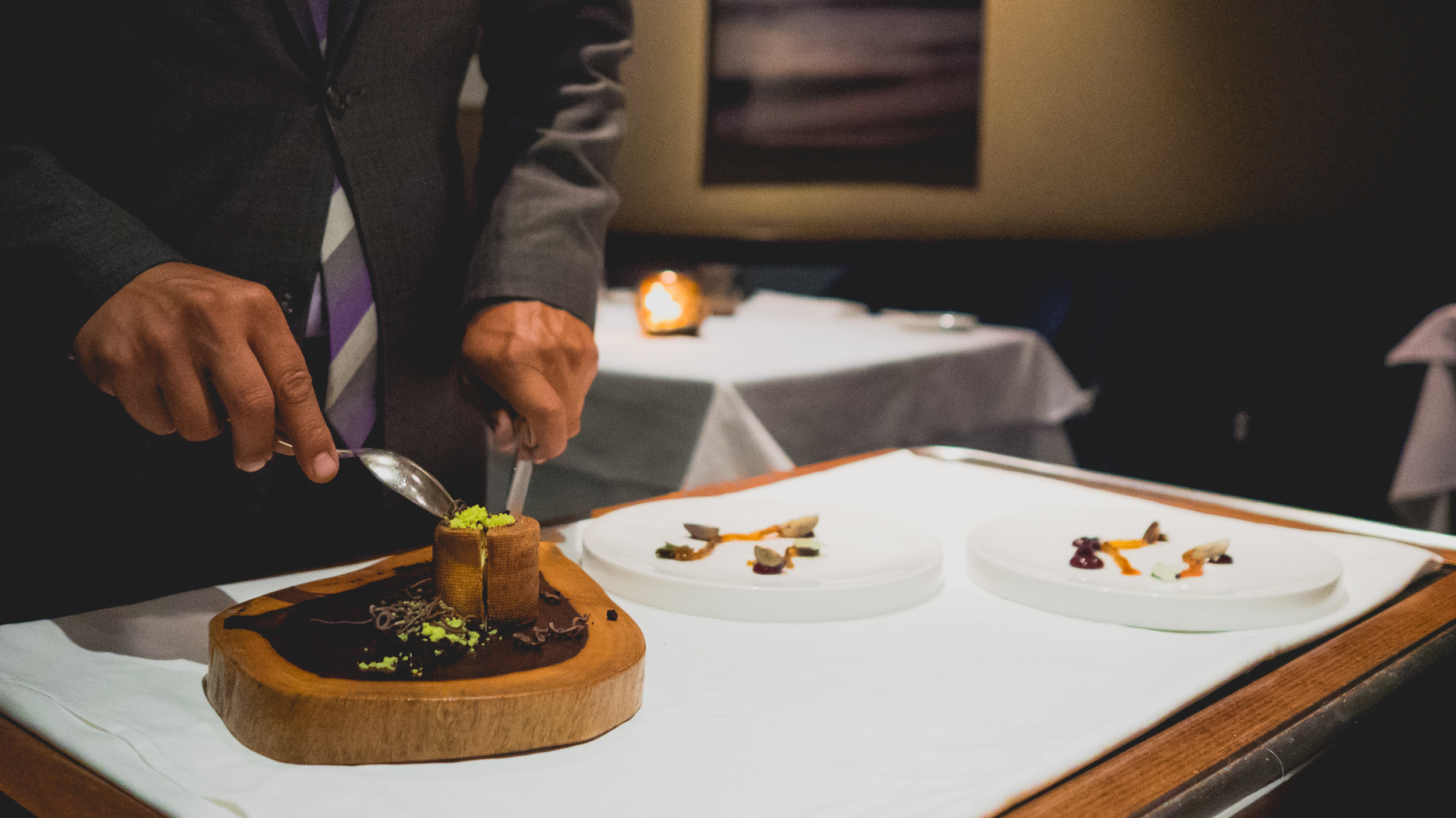 ants on a log served tableside.
