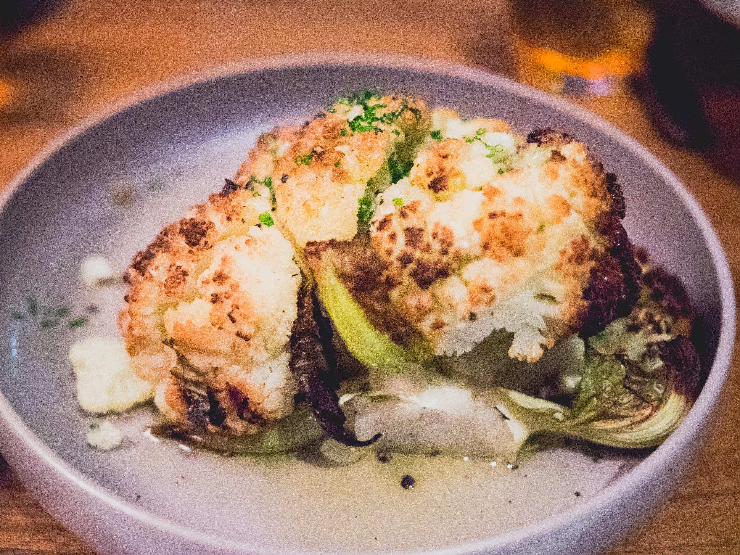 grilled farmers market cauliflower , sauce ravigote.
