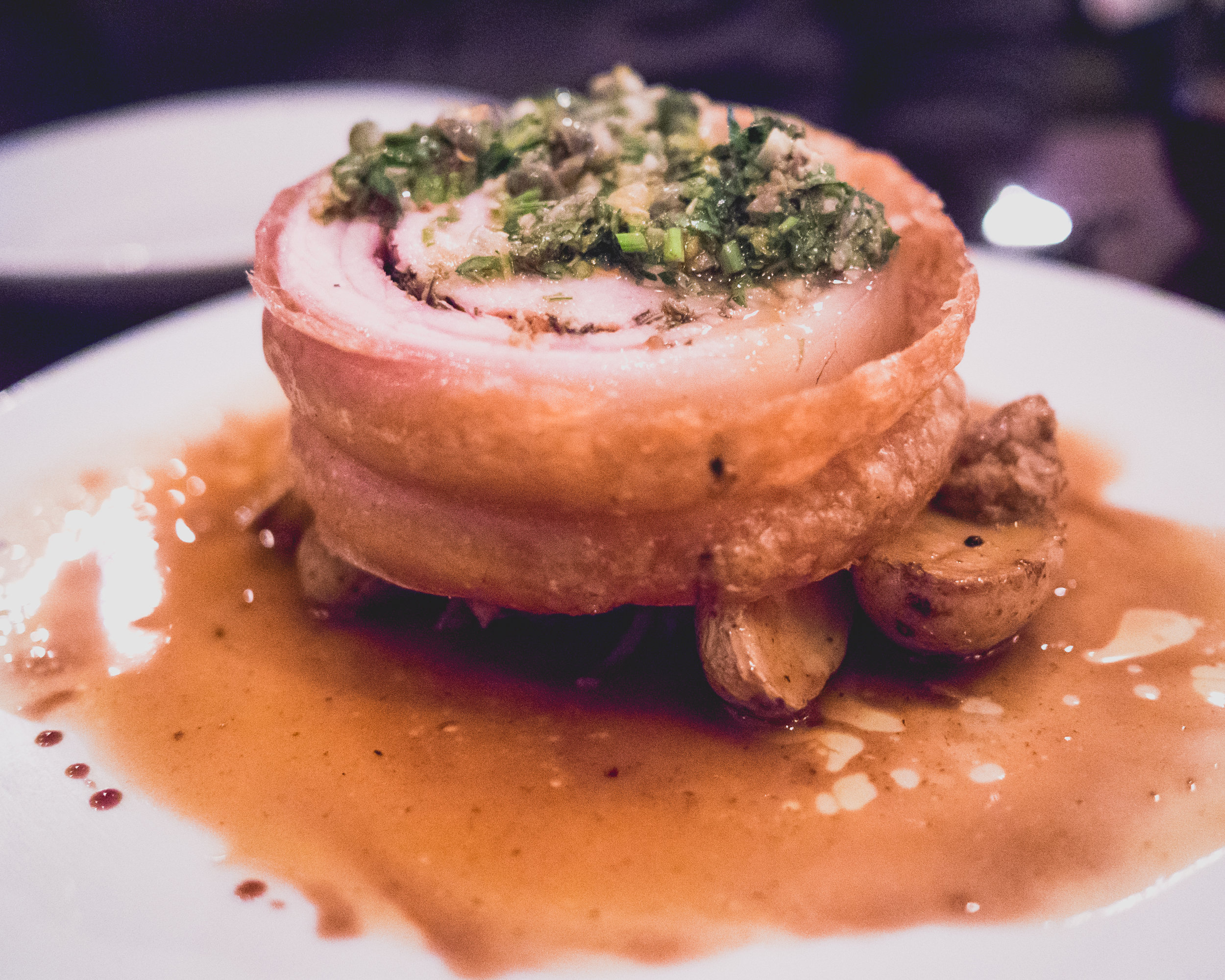 porchetta , weiser farms potatoes, salsa verde.