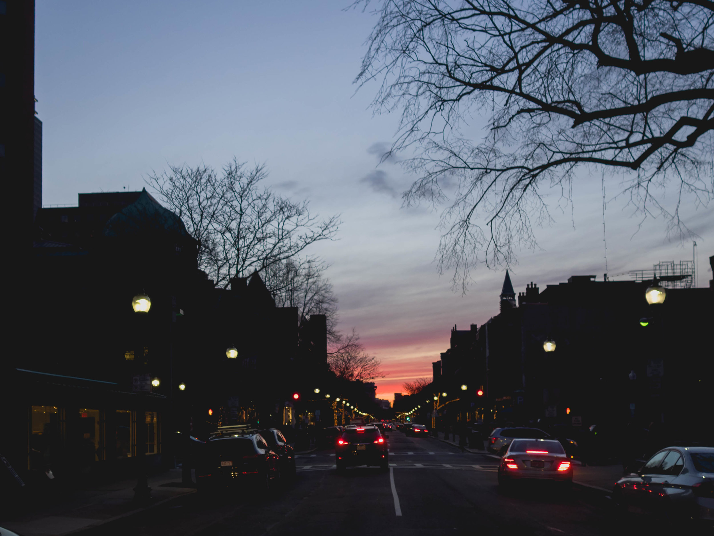sunset, newbury street.