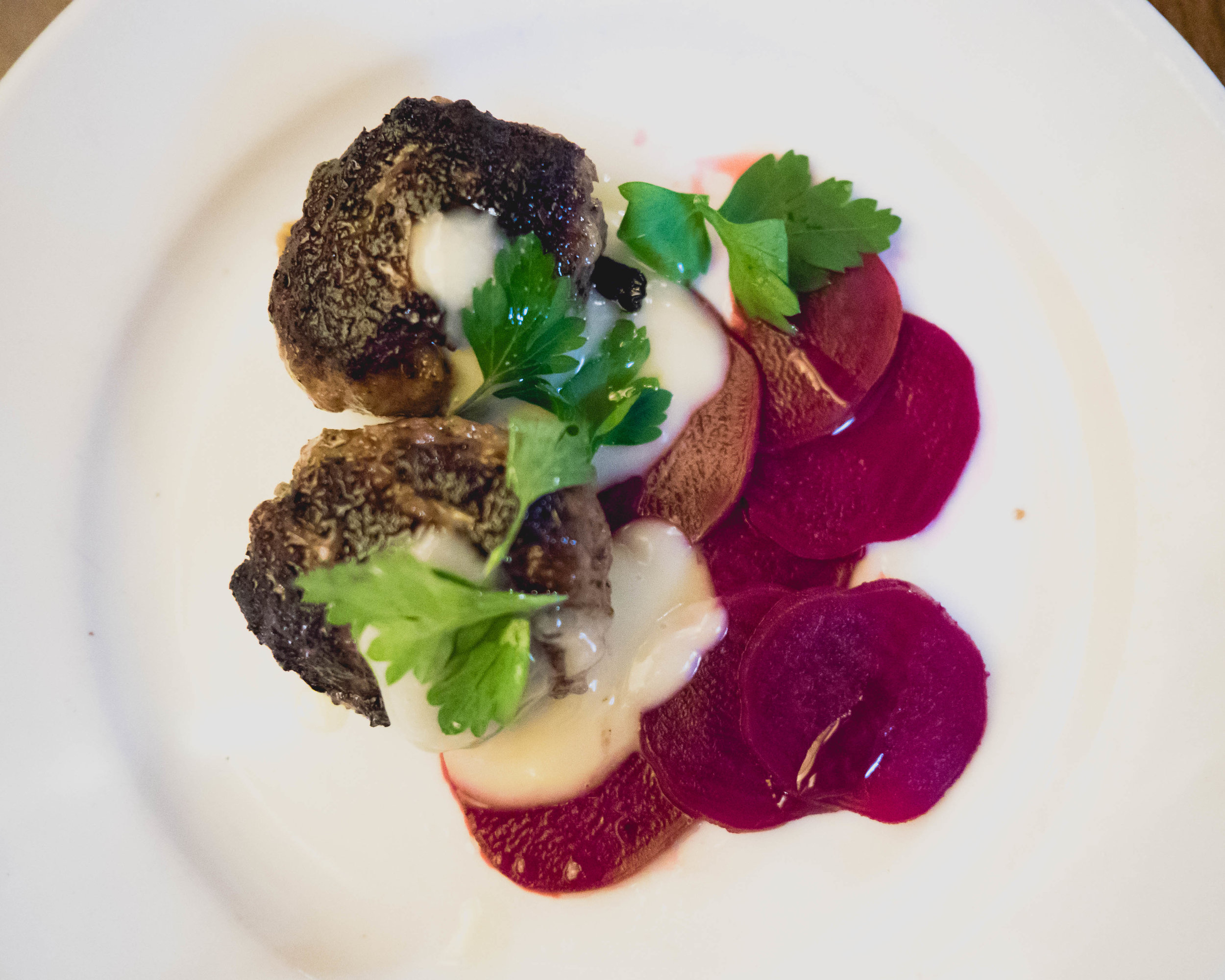 beef kofta, beets, anchovy aioli.
