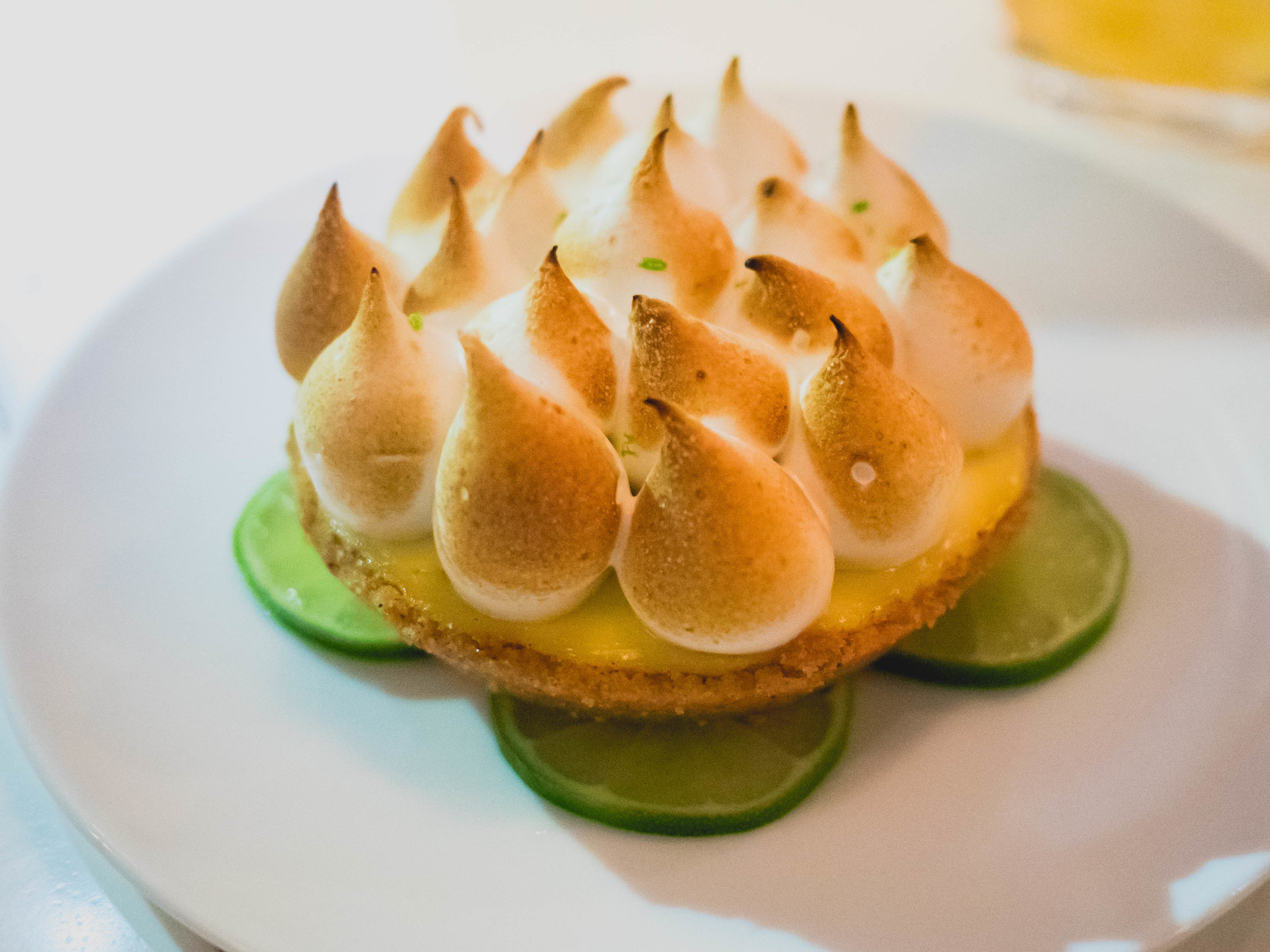 key lime pie with graham cracker crust, italian lime meringue.