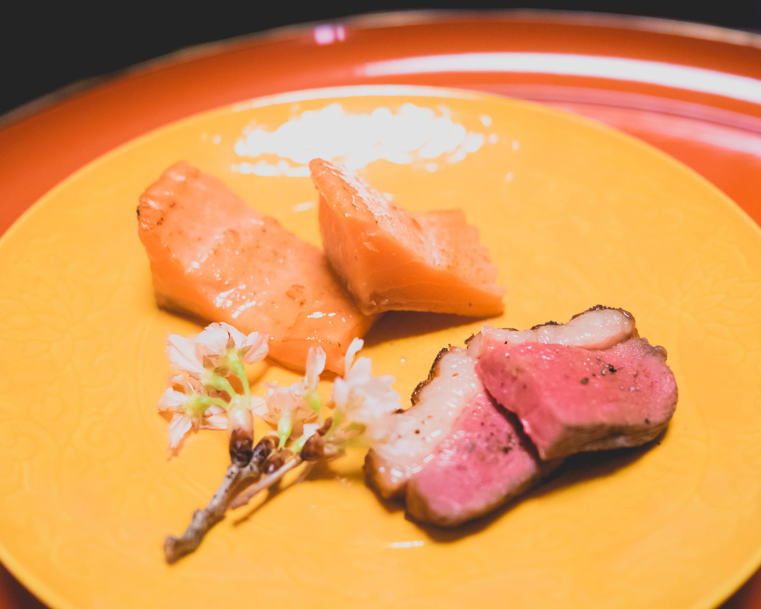 grilled smoked ocean trout; duck breast .