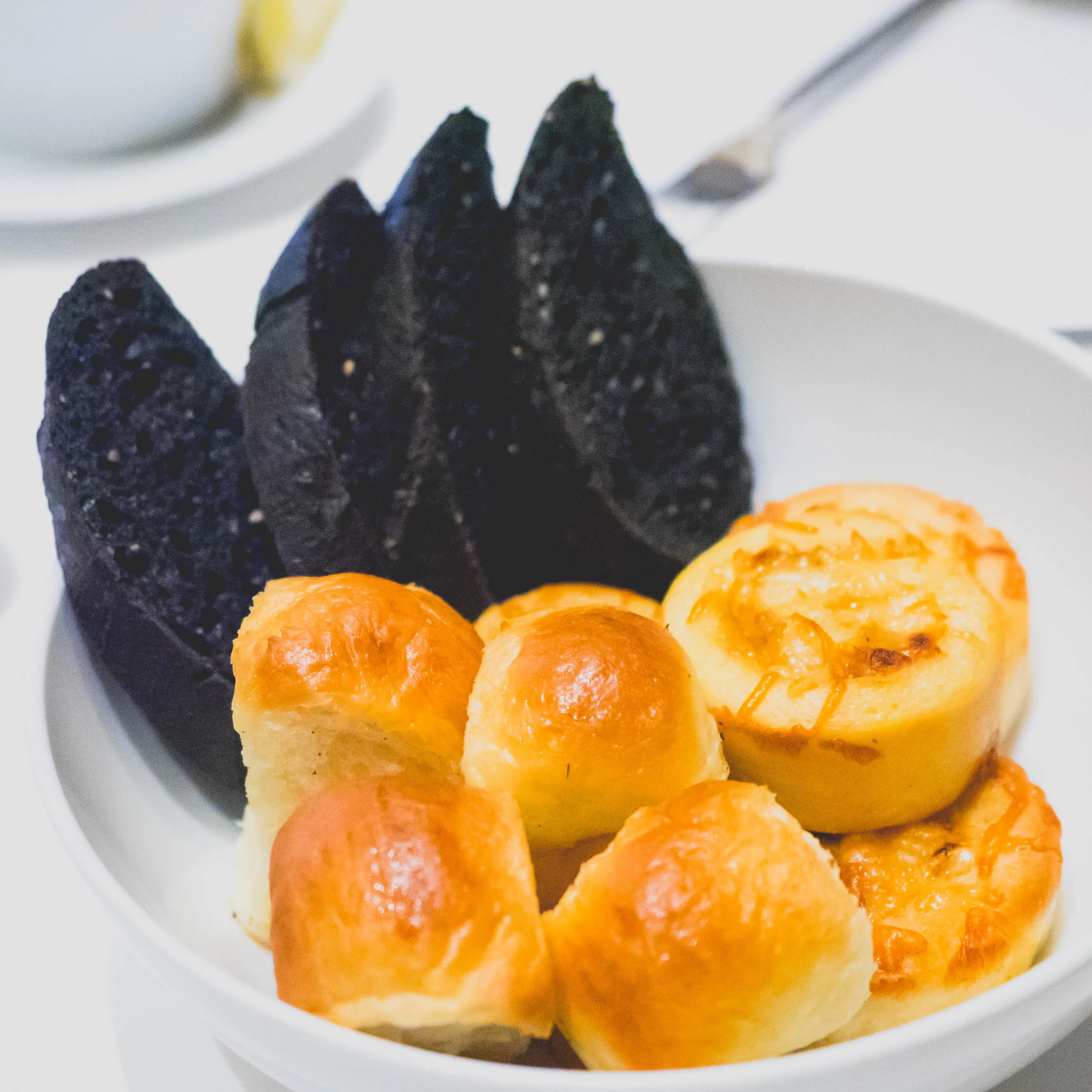 squid ink, milk and cheese breads.