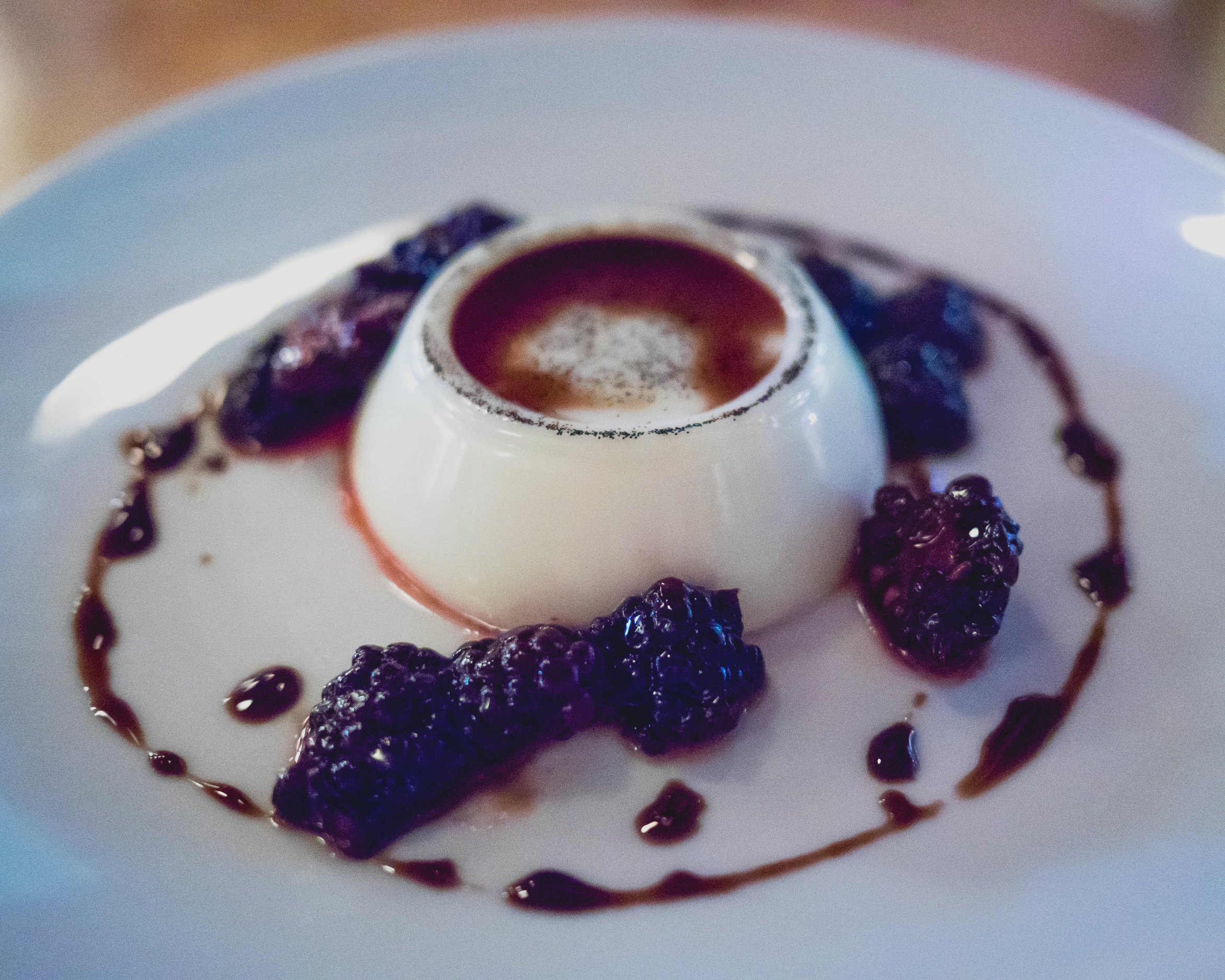 vanilla panna cotta , seasonal berries, balsamic.