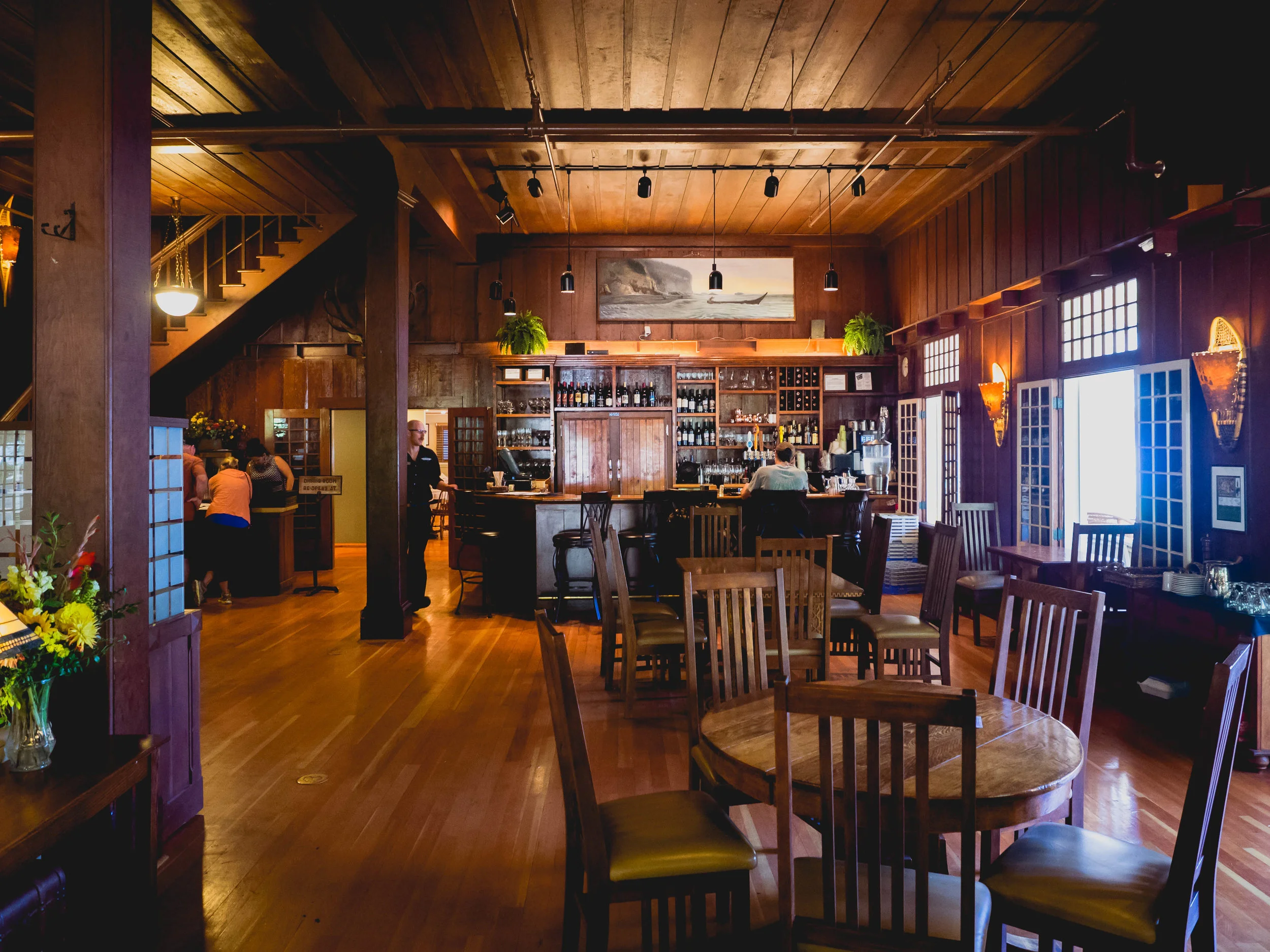 the bar inside crescent lake lodge.