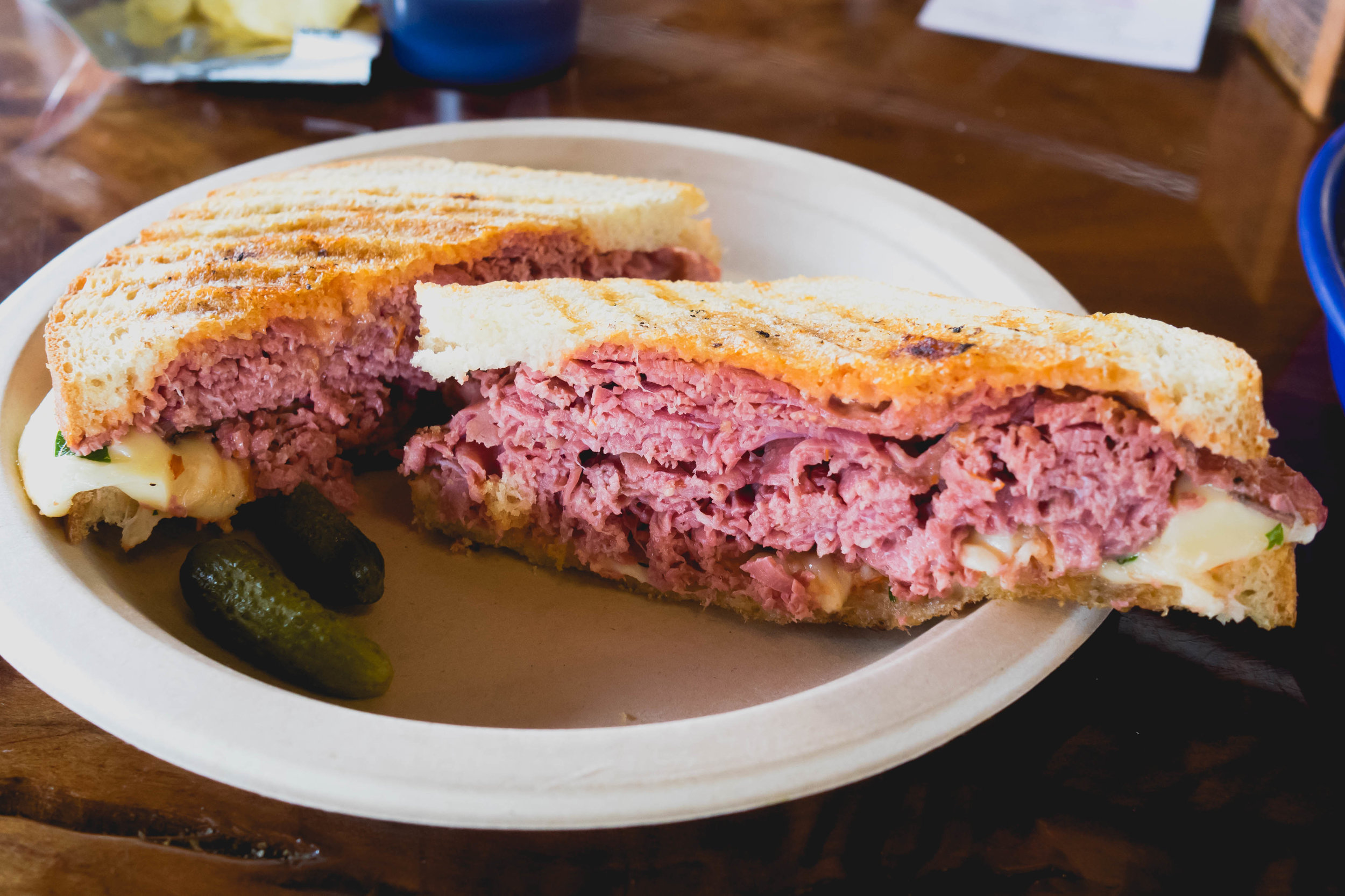stonehenge : ny style pastrami, spiced beecher's cheese curds & sacred sauce, grilled on sliced giuseppe bread.