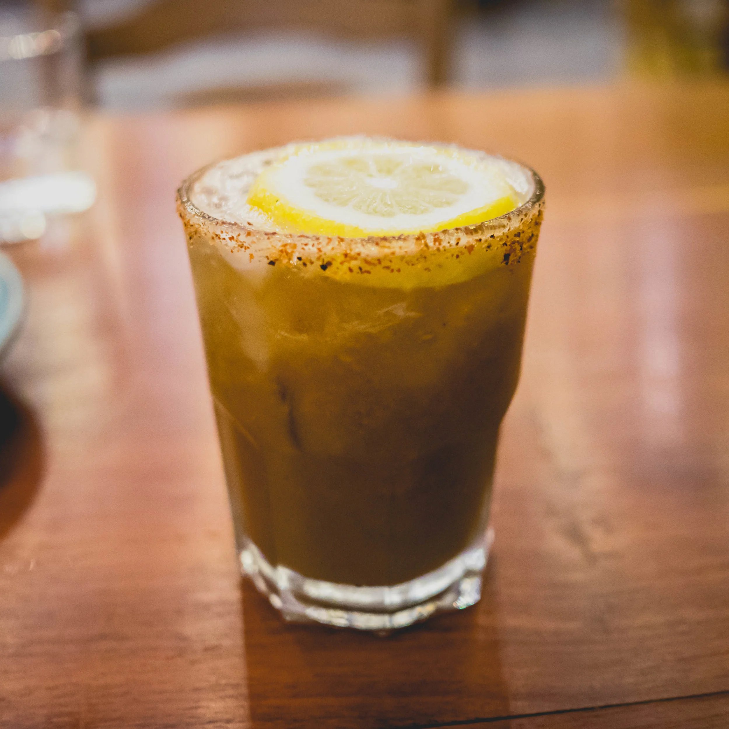 bad hombre : bourbon, tamarind, white vermouth, lime juice & worm salt.