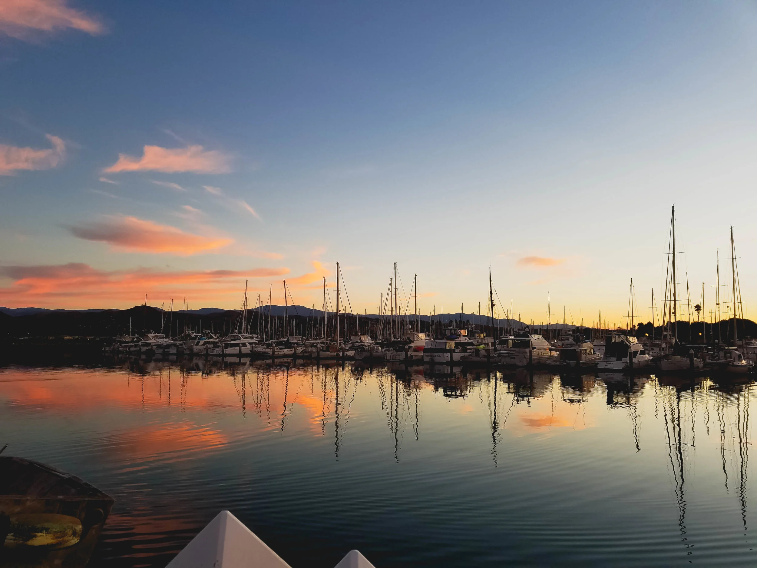 ventura harbor at sunrise.