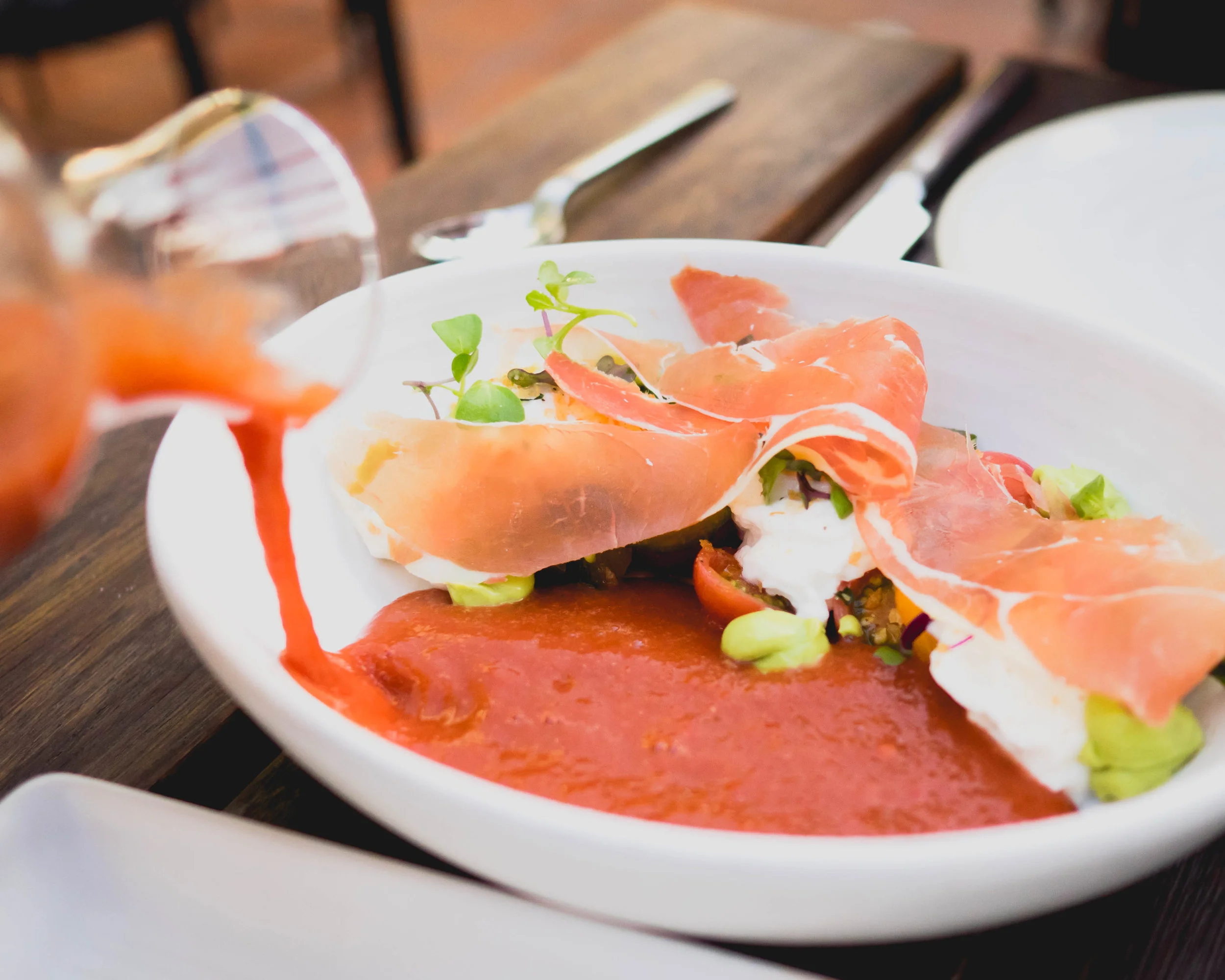 gazpacho served tableside.