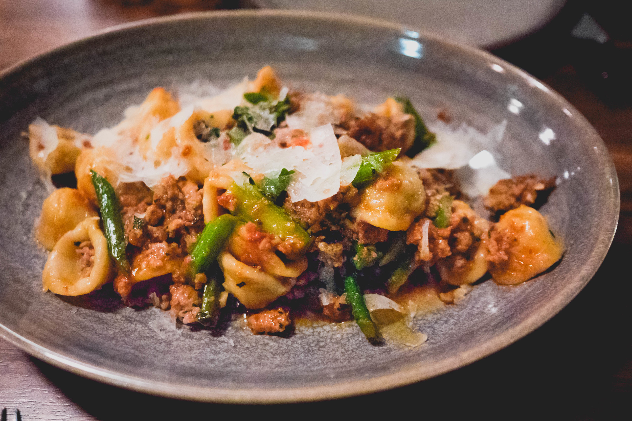 orecchiette : sausage sugo, broccoli di cicco, peperoncino, canestrato.