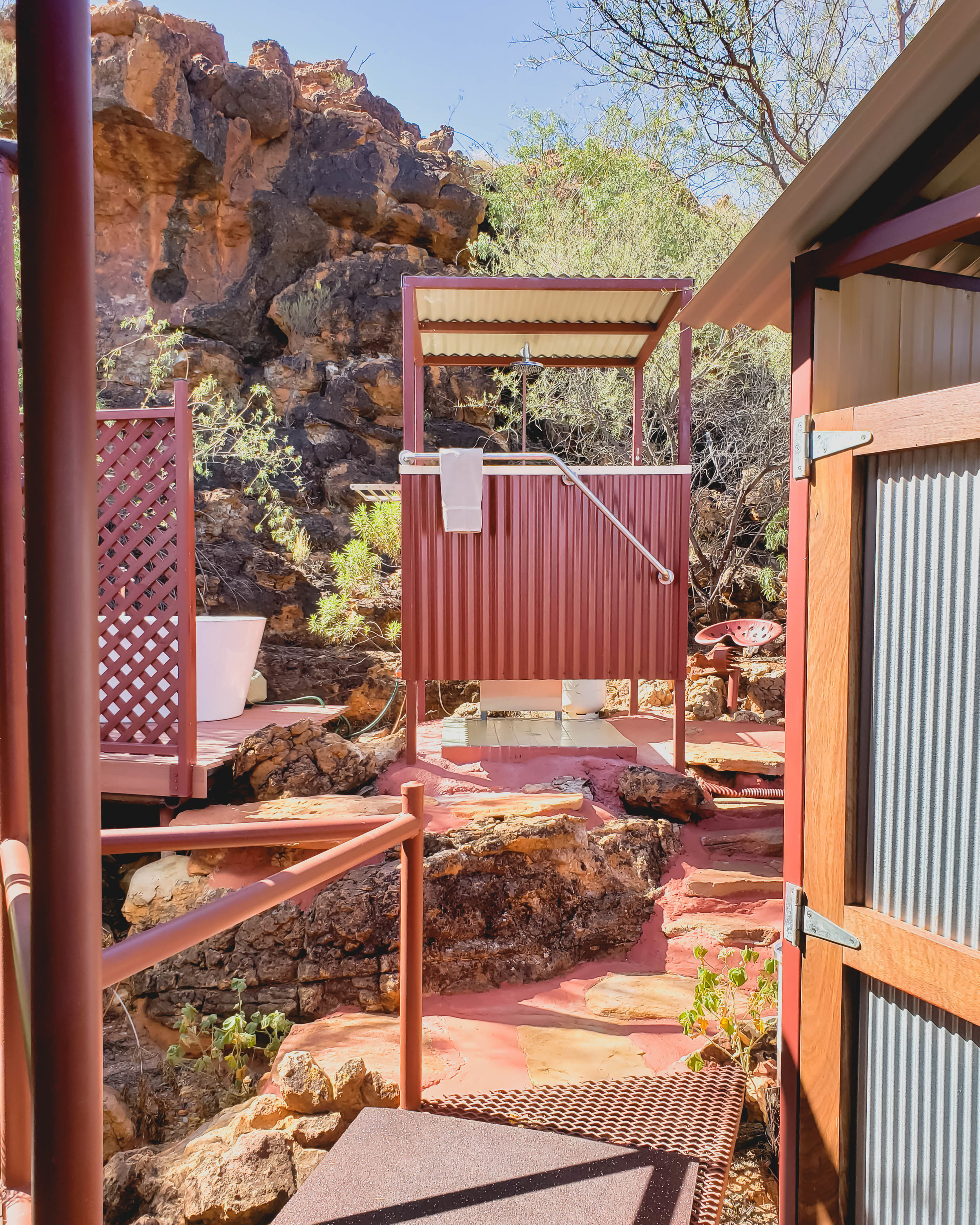outdoor shower.