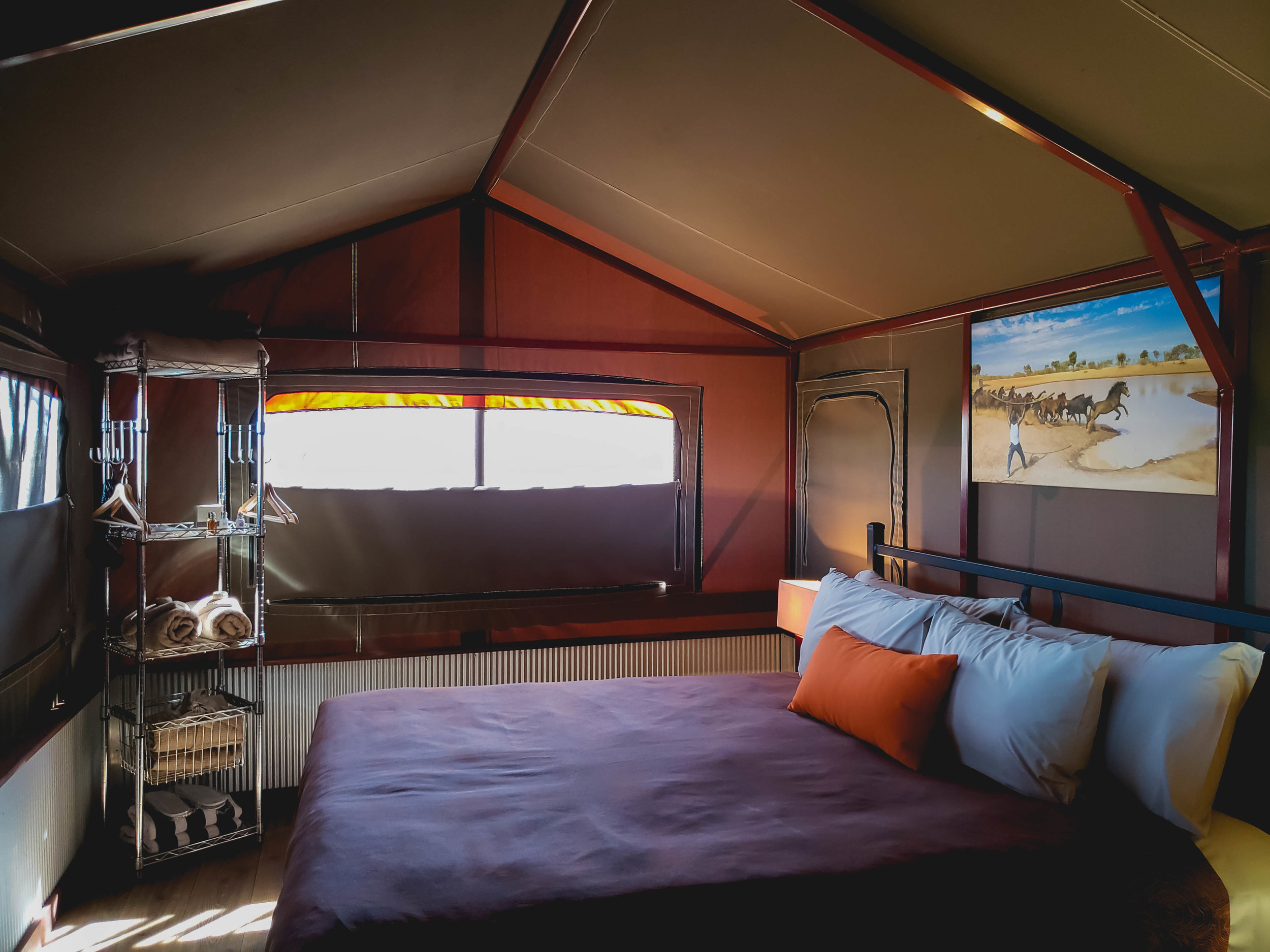 inside the air conditioned tent.