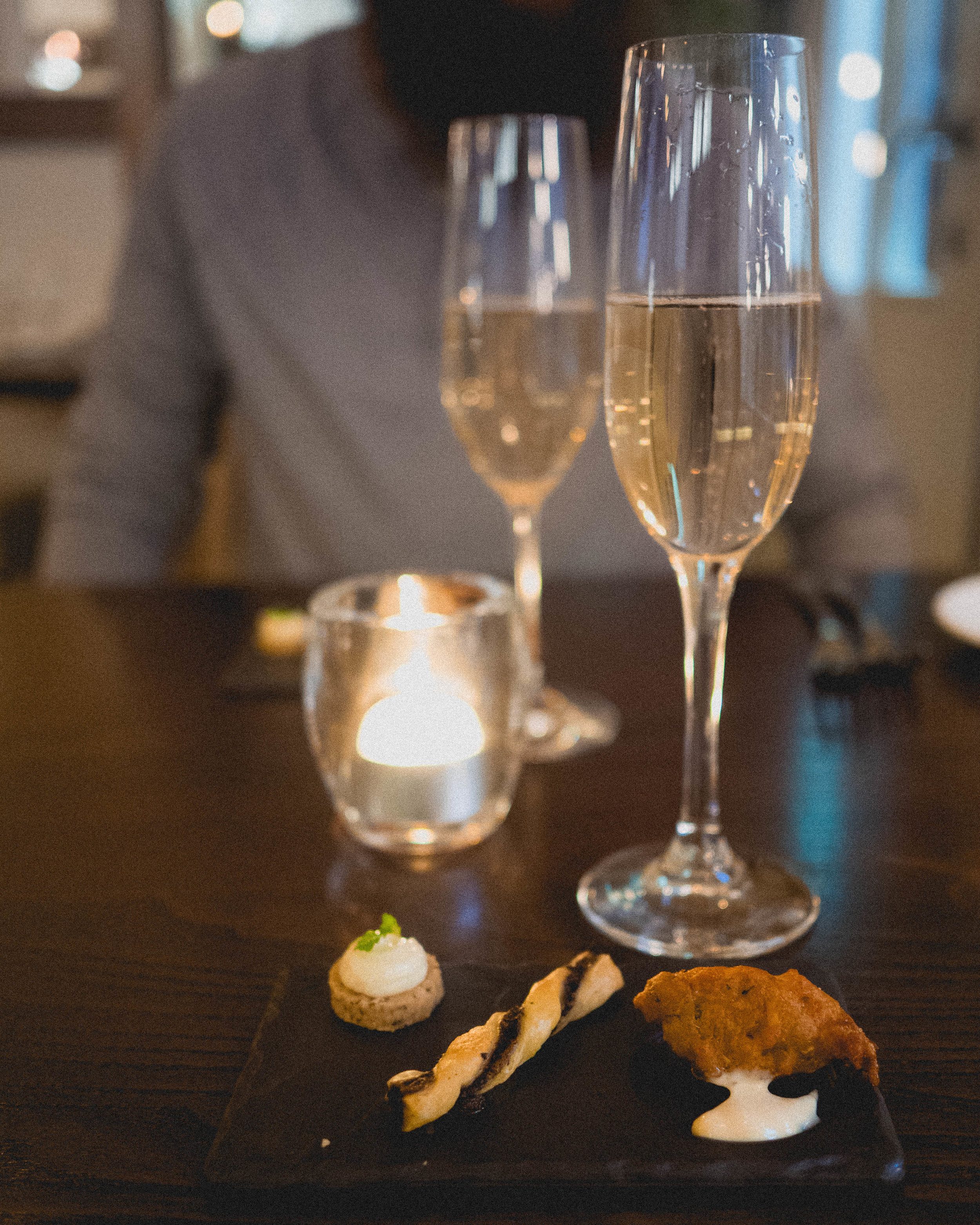 bubbles and canapes.