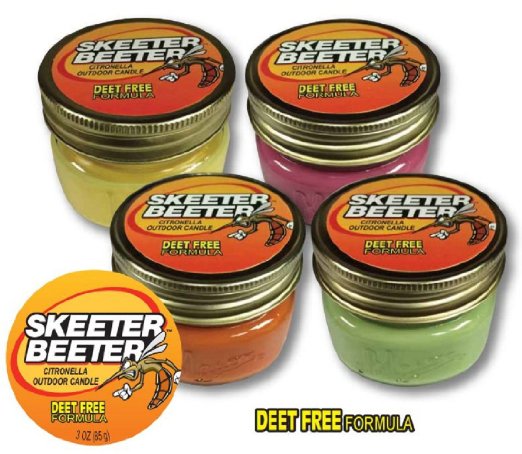 Repel: Skeeter Beeter Citronella Candle (orange, green, yellow- original, and pink) 3 oz