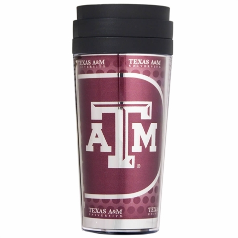 TEXAS A&M ACRYLIC TRAVEL TUMBLER WITH METALLIC INSERT