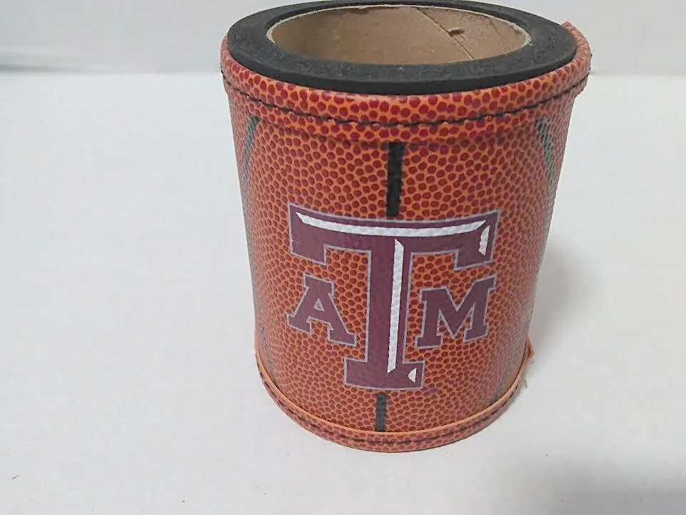 TEXAS A&M BASKETBALL LEATHER LIKE KOOZIE