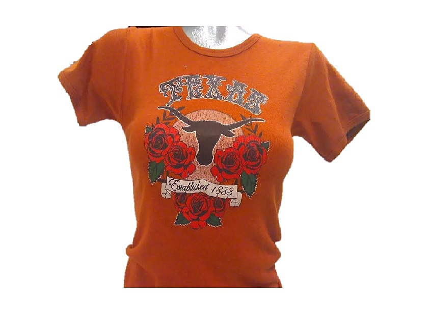 LONGHORNS: SCHOOL LOGO WITH ROSES S/S SHIRT- GIRLS LIMITED QUANTITES AVAILABLE