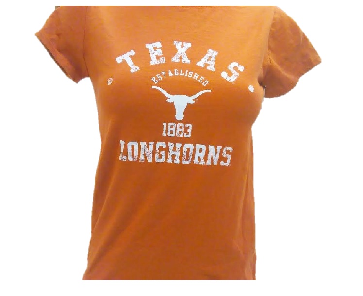 LONGHORNS: ORANGE S/S T-SHIRT ESTABLISHED 1883- lADIES LIMITED QUANTITIES AVAILABLE