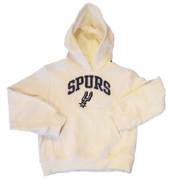 SPURS: HOODIE- BEIGE WITH SPURS & LOGO MONOGRAMMED ON FRONT -YOUTH UNISEX - SIZES XS-4/5, S- 6/6x, M- 7/8, l 10/12, & XL 14/16