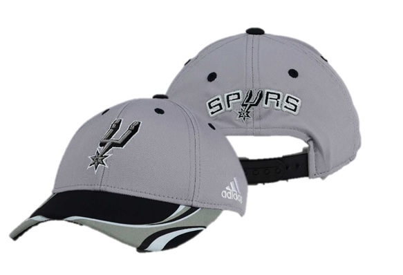sPURS: CAP- GREY W/LOGO ON FRONT, MULTICOLORED BRIM, & SPURS ON BACK- SNAPBACK- STYLE VM55Z- ONE Size FITS MOST
