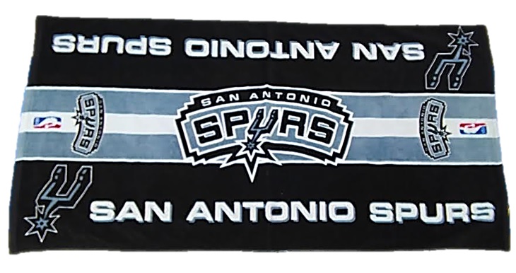 SPURS: BEACH TOWEL- BLACK, GREY, & WHITE